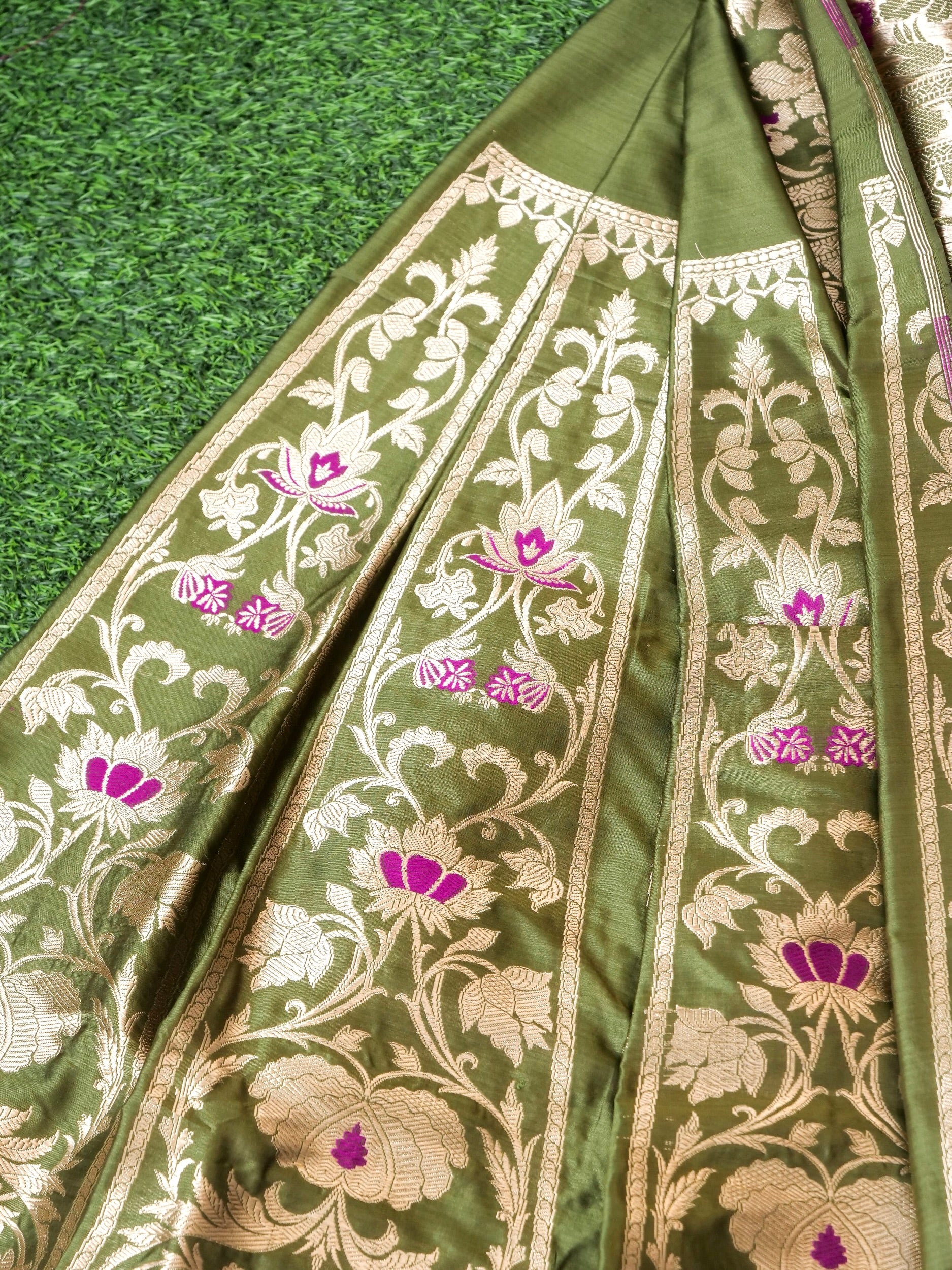 Handloom Banarasi Katan Silk Kalidar Manjari Lehenga