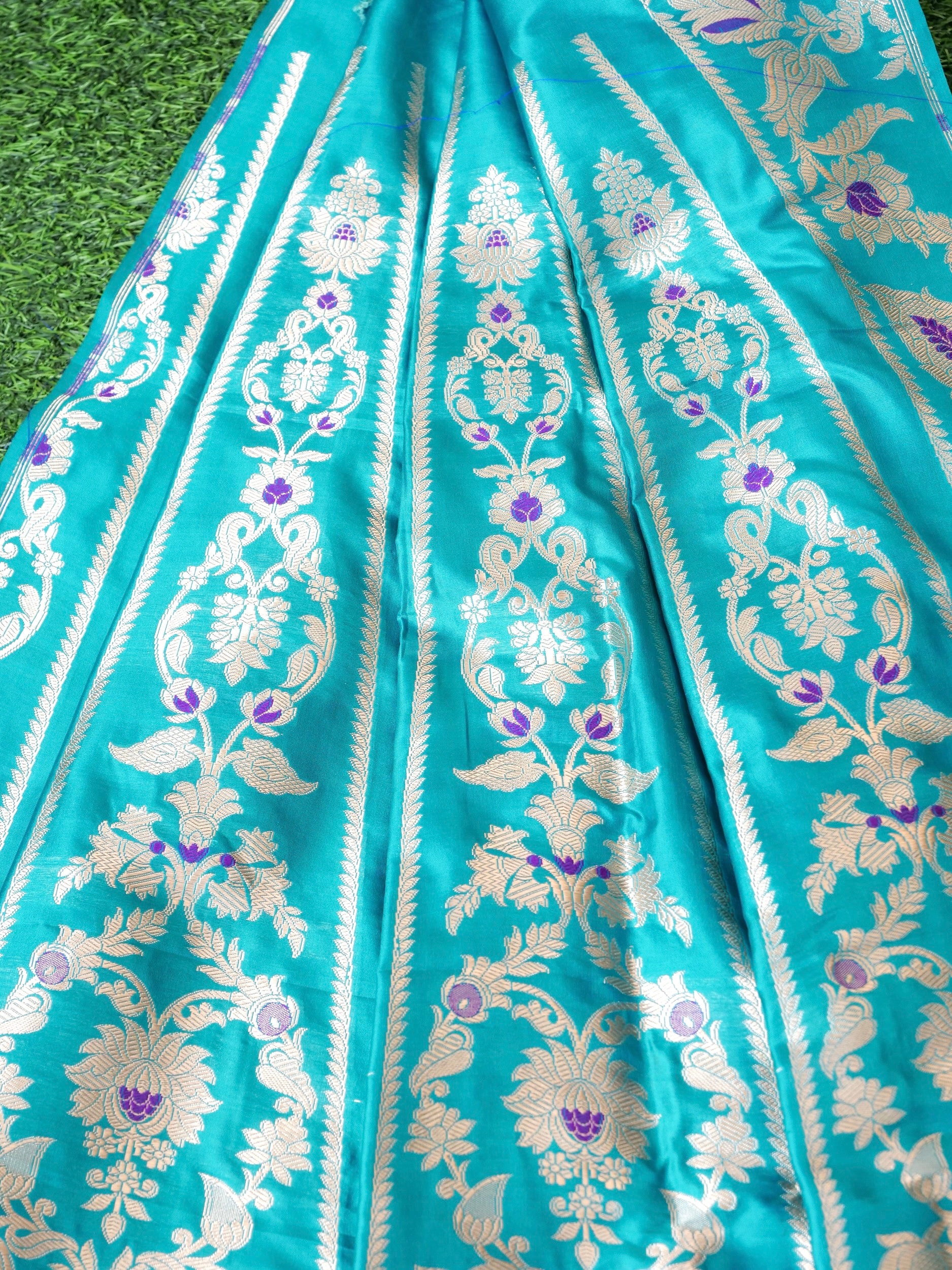 Handloom Banarasi Katan Silk Kalidar Pankhuri Lehenga
