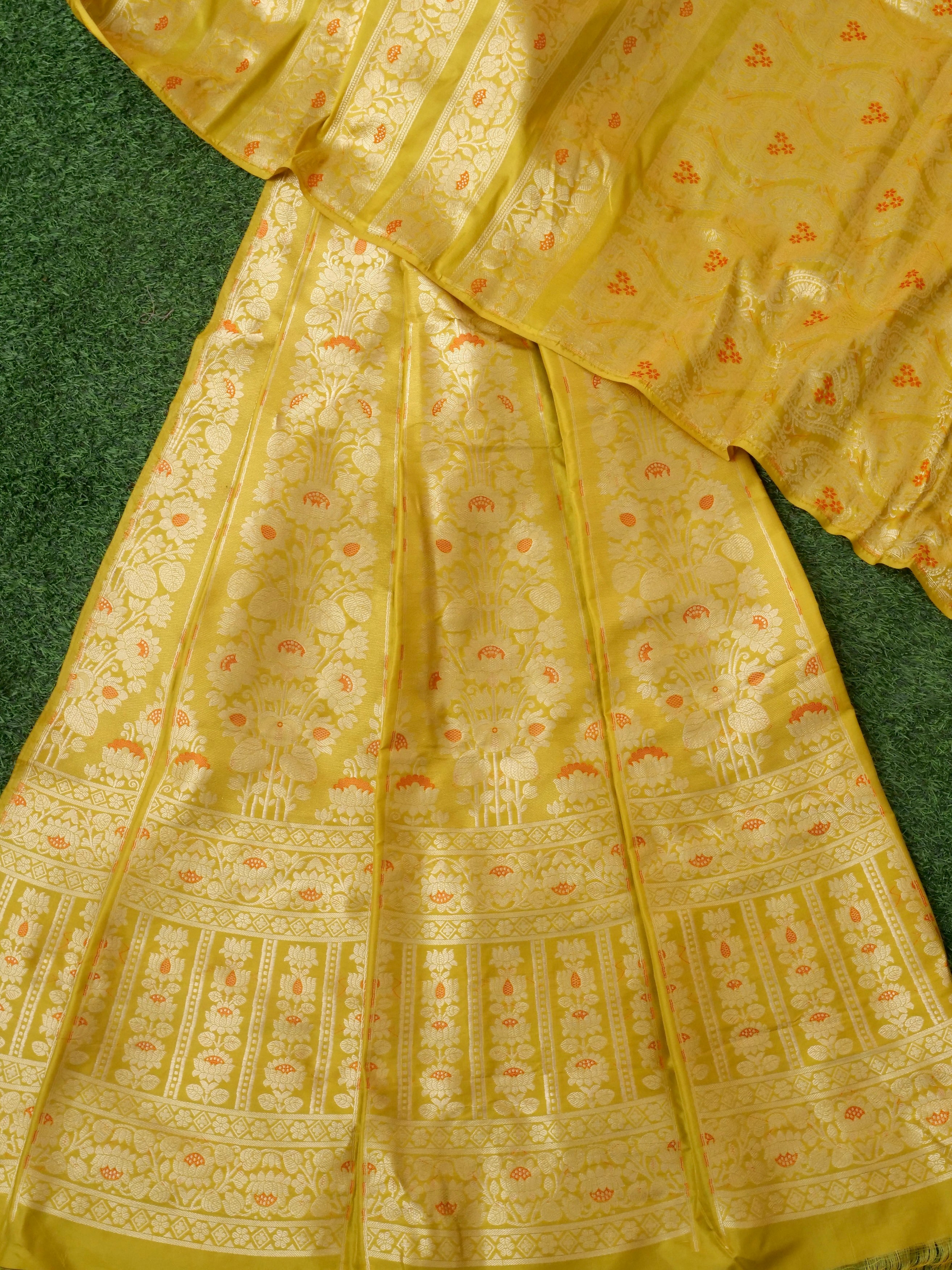 Handloom Banarasi Katan Silk Lavnaya Kalidar Lehenga