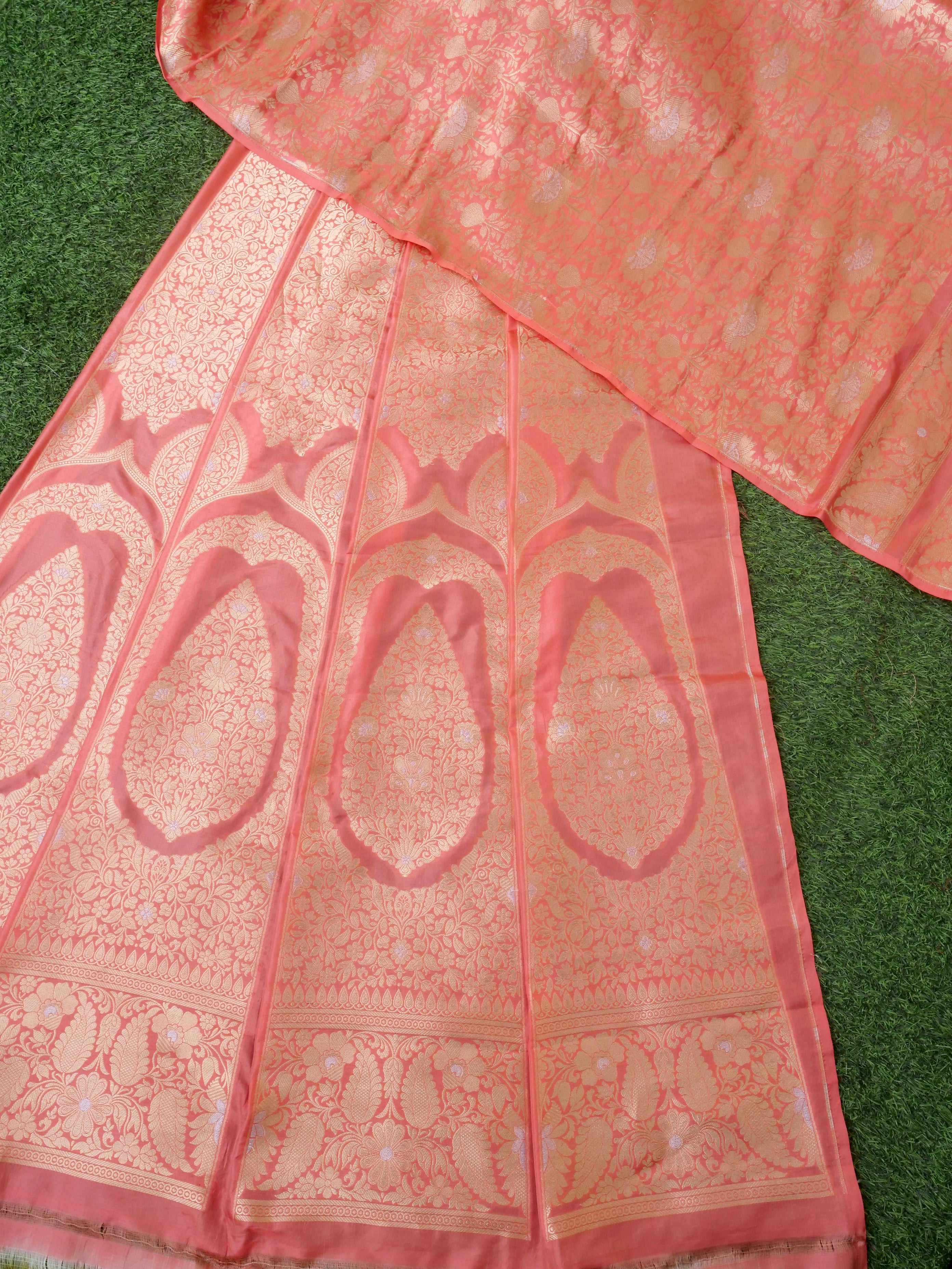 Handloom Banarasi Katan Silk Vrita Kalidar Lehenga