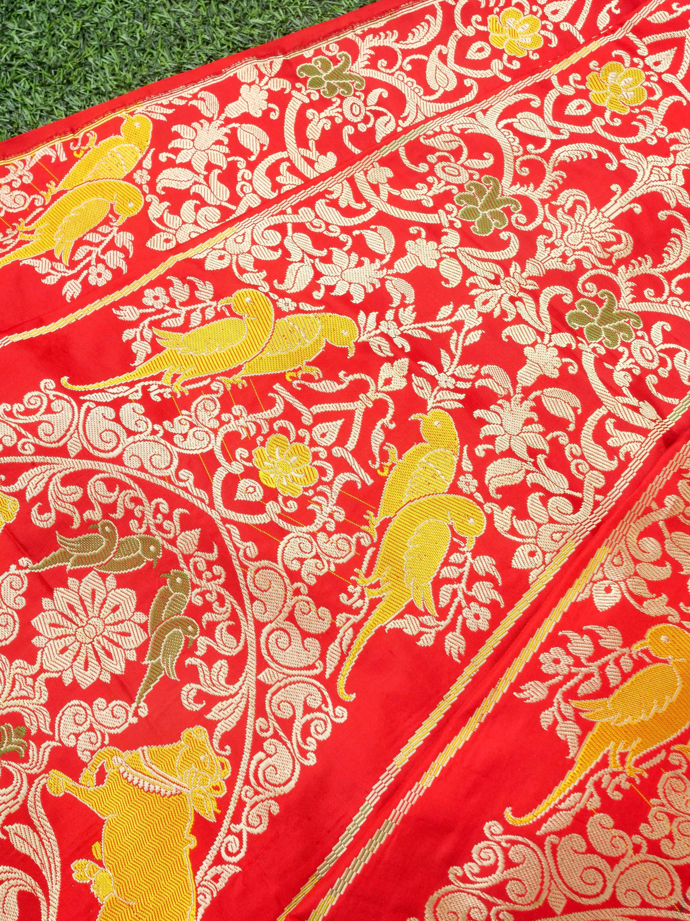 Handloom Banarasi Sateen Katan Silk Vahnika Kalidar Lehenga