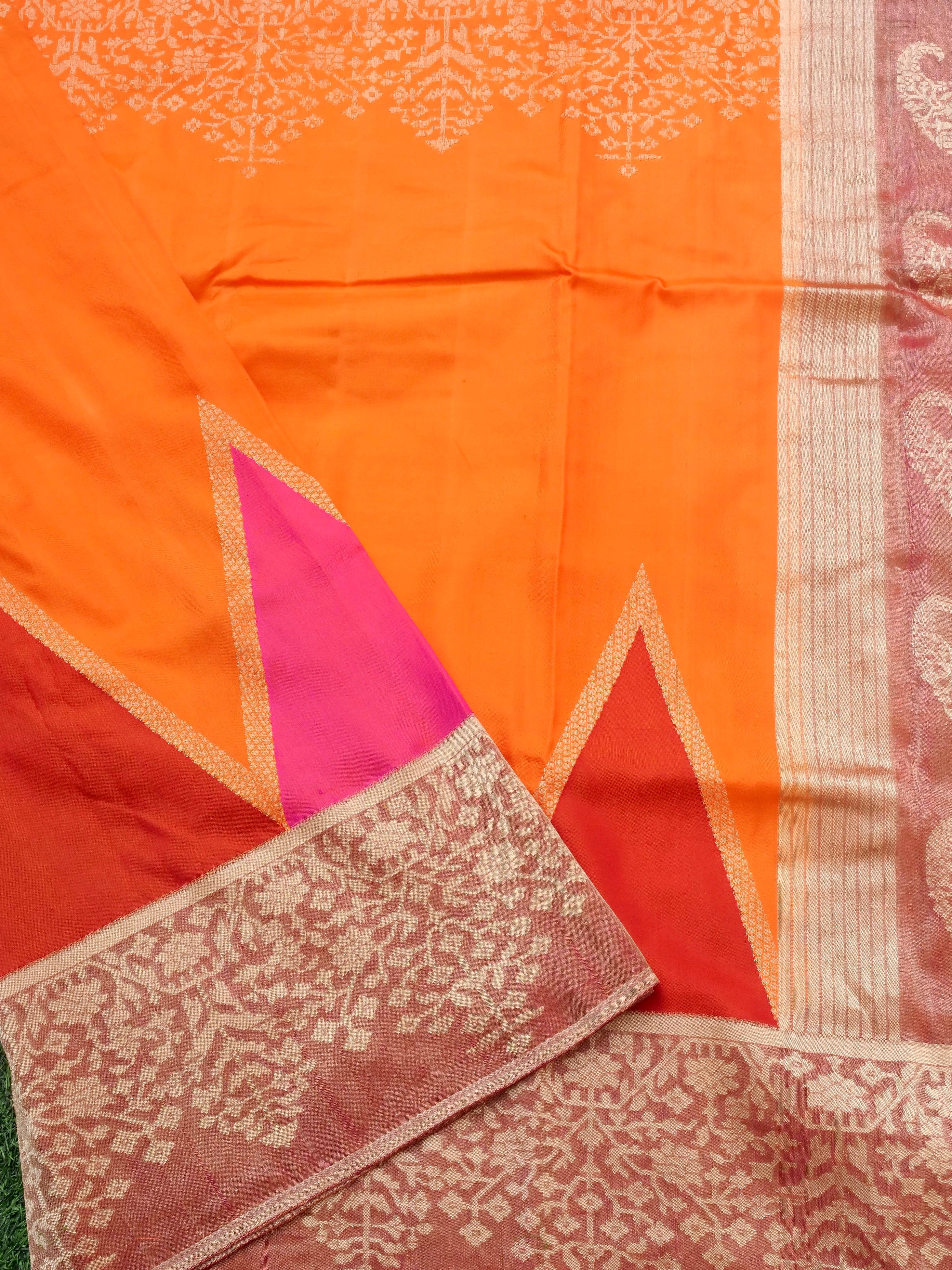 Katan Silk Handloom Ekatara Kadhiyal Banarasi Saree
