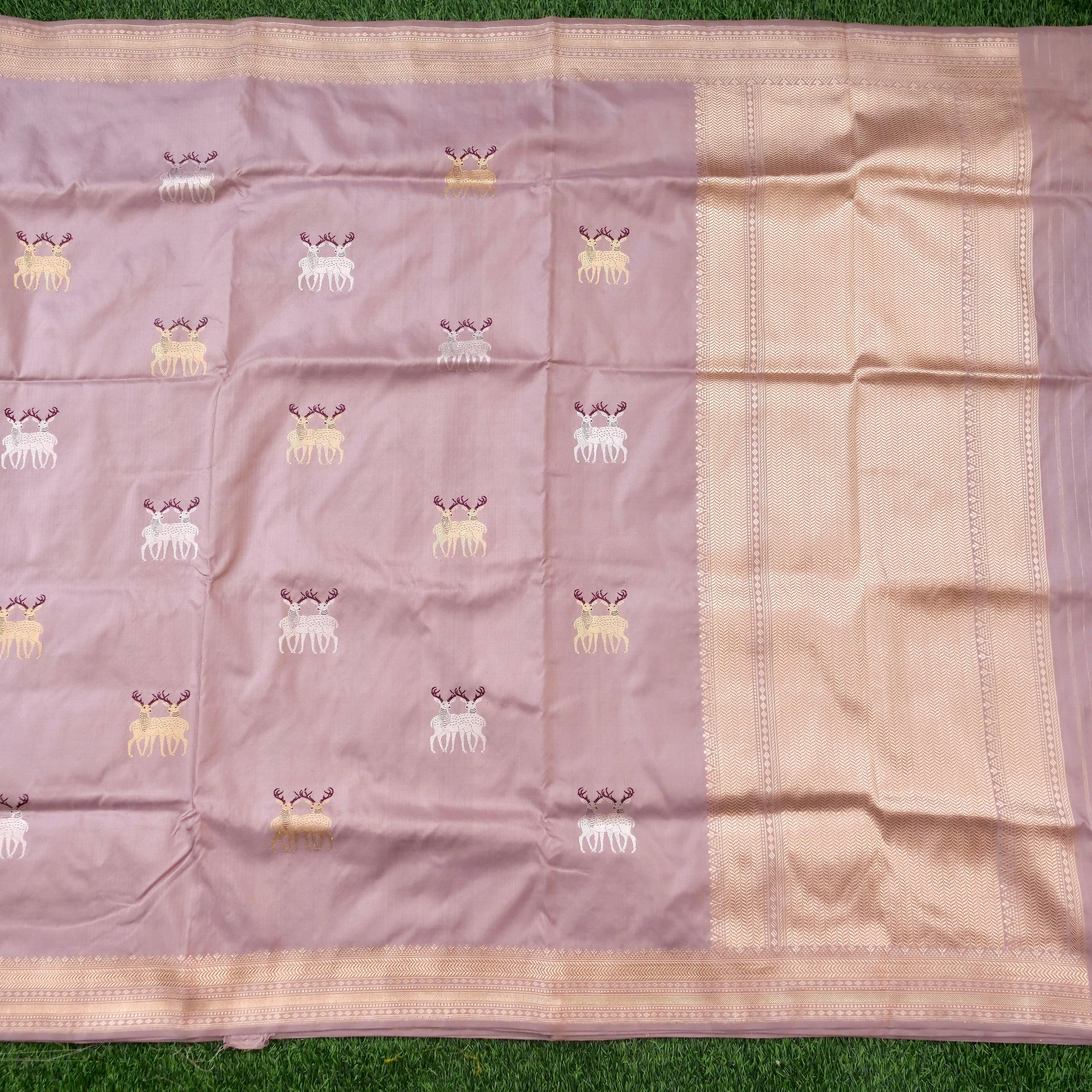 Handloom Banarasi Pure Katan Silk Zarmrig Kadwa Saree