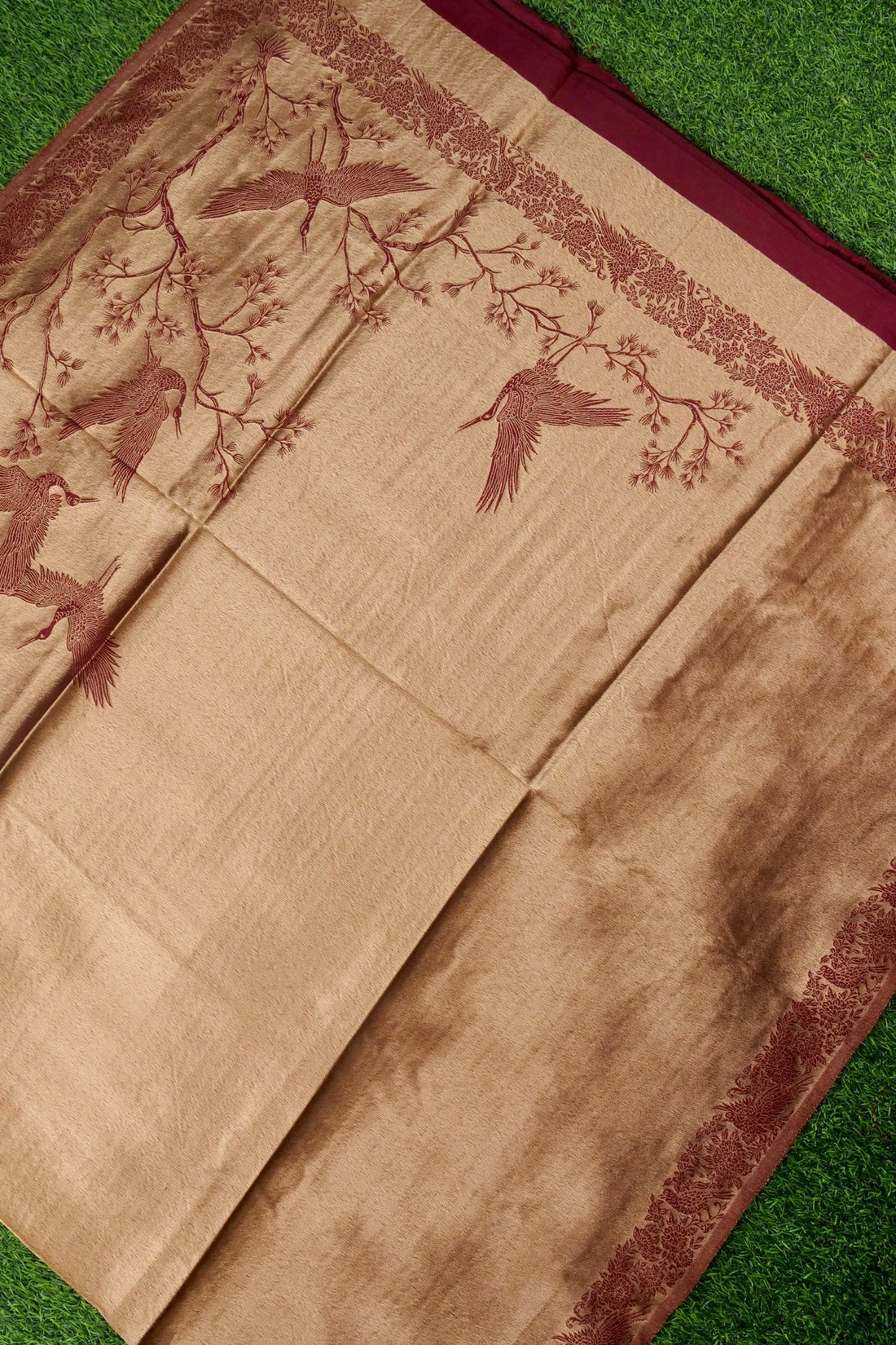 Tissue Semi Pashmina Handwoven Kashmiri Bird Shawl