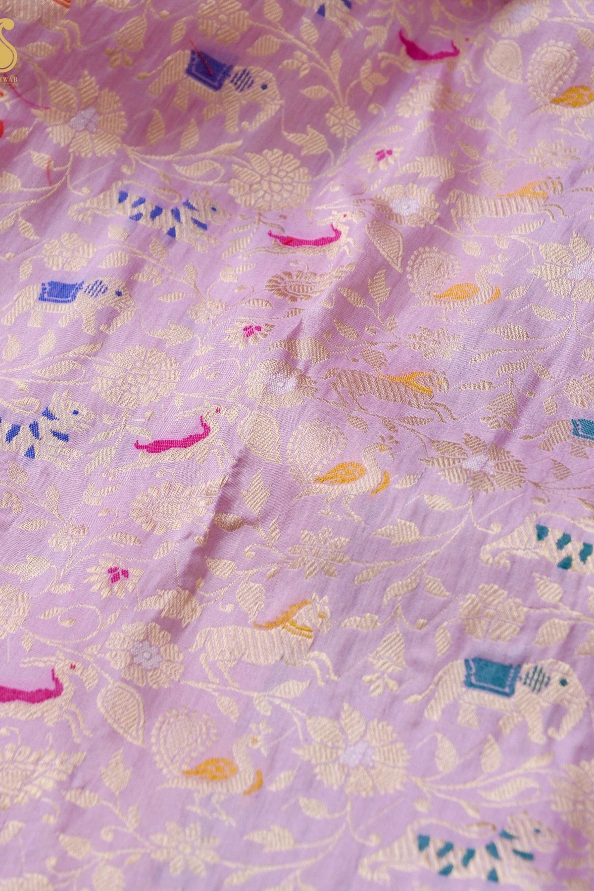 Handloom Banarasi Katan Shikargah Saree with Contrast Border