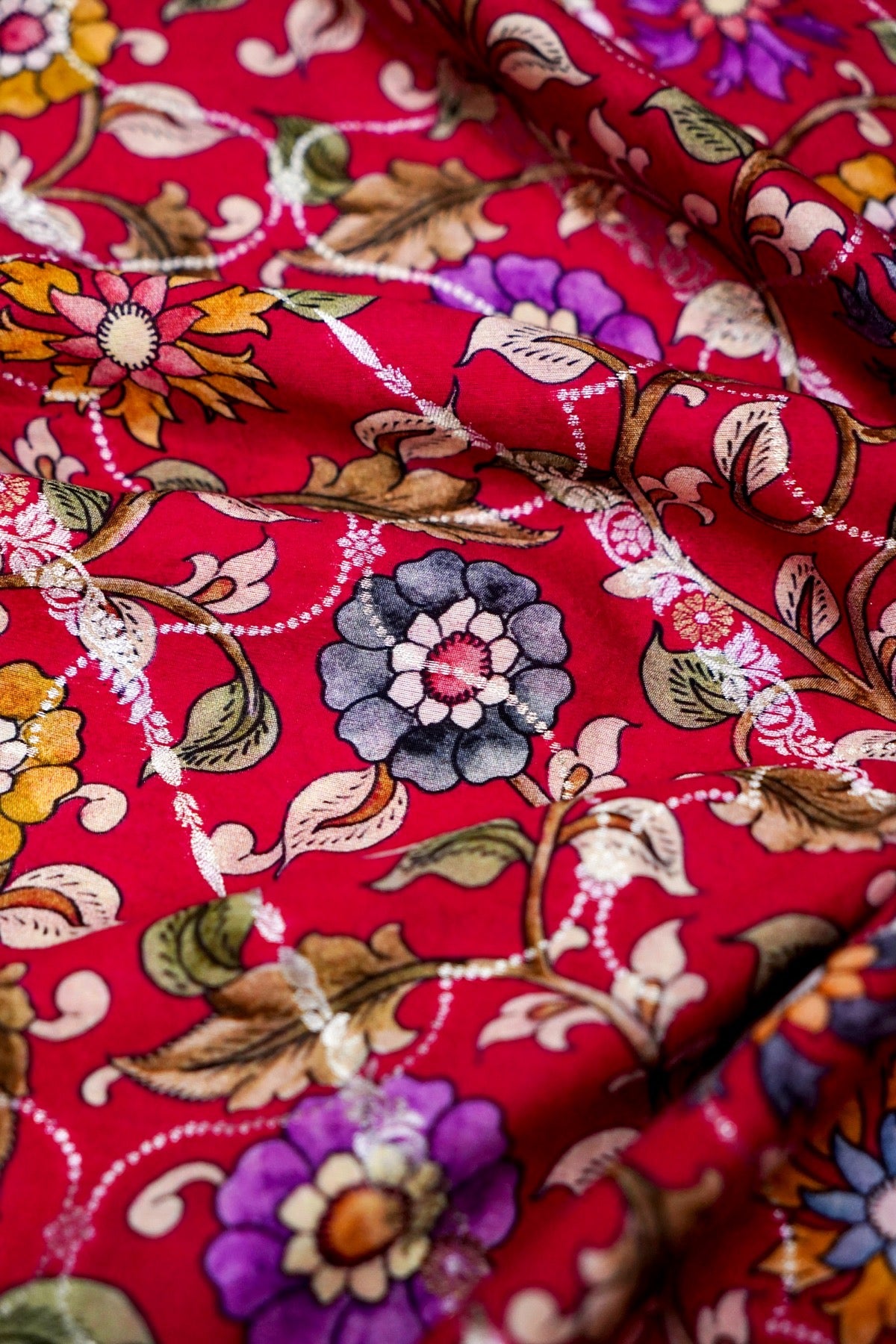 Moonga Silk Handloom Banarasi Print Fabric