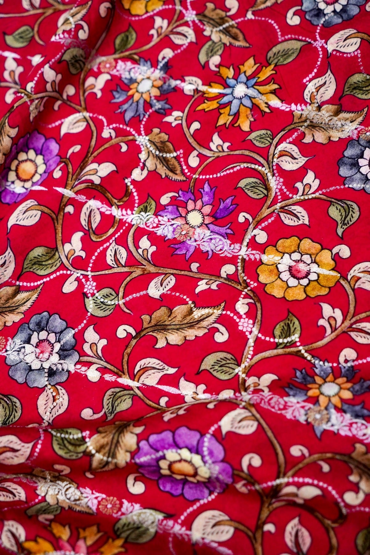 Moonga Silk Handloom Banarasi Print Fabric