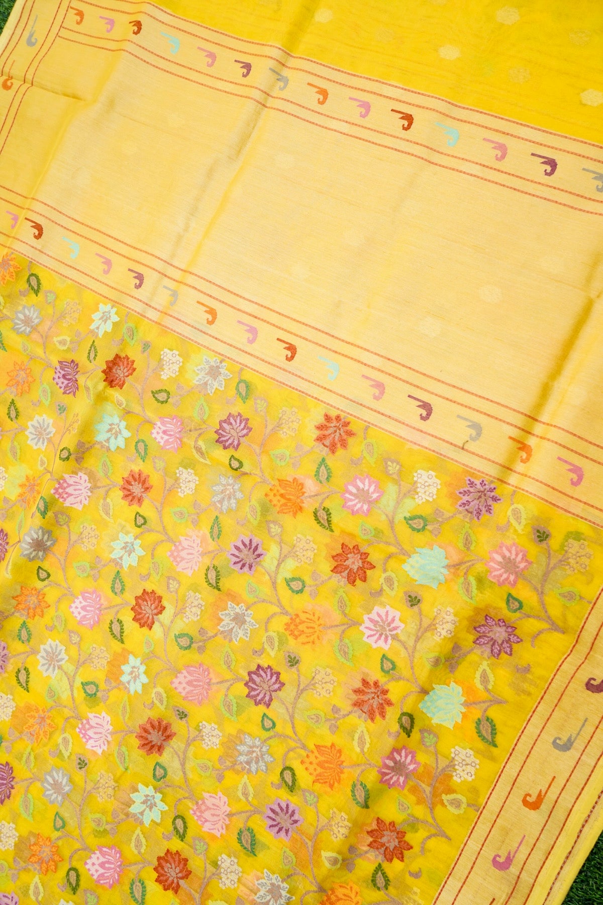 Pitambari Handloom Banarasi Real Silver Zari Cotton Saree - Khinkhwab