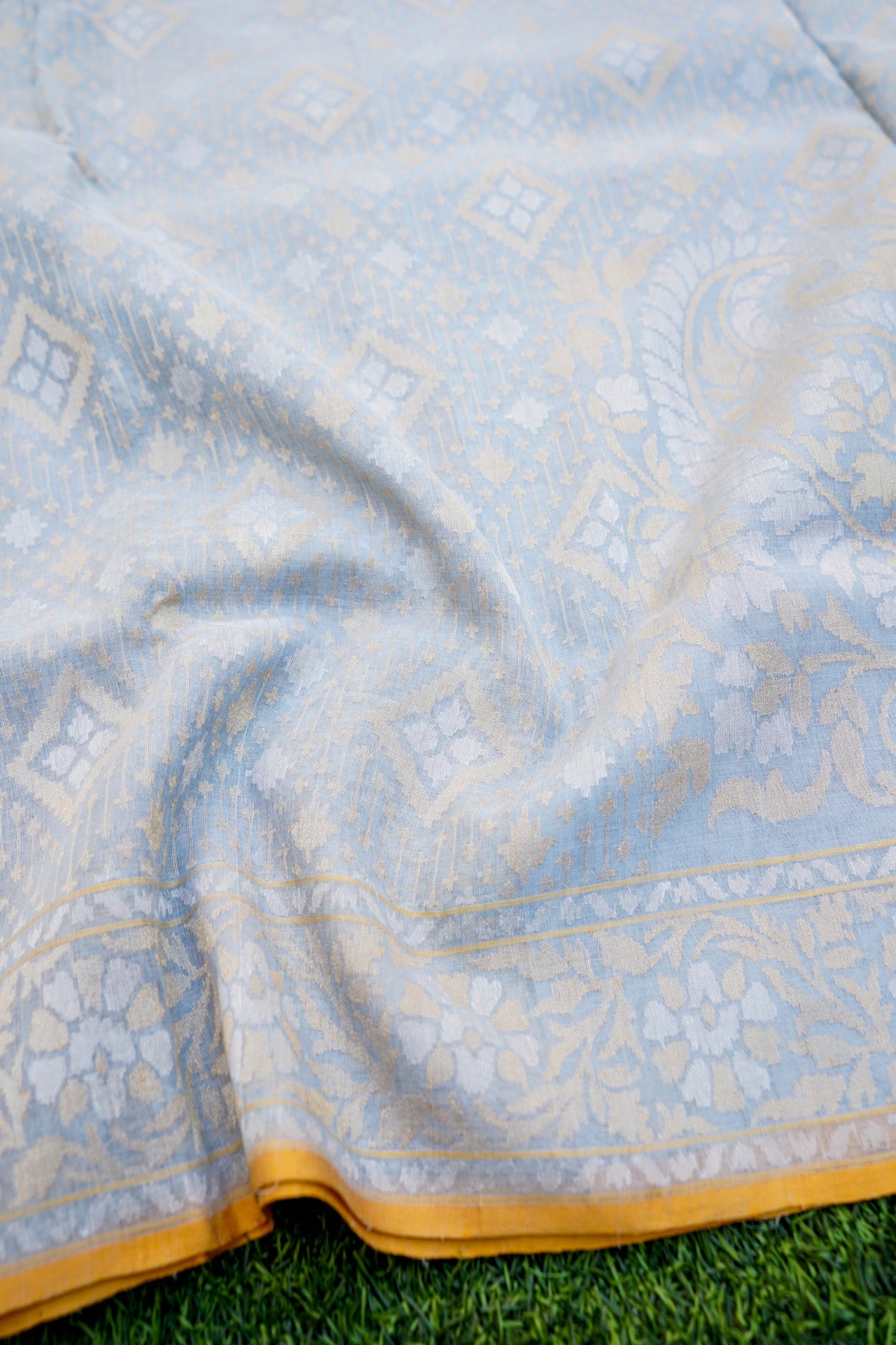 Handloom Banarasi Real Silver Zari Cotton Saree - Khinkhwab