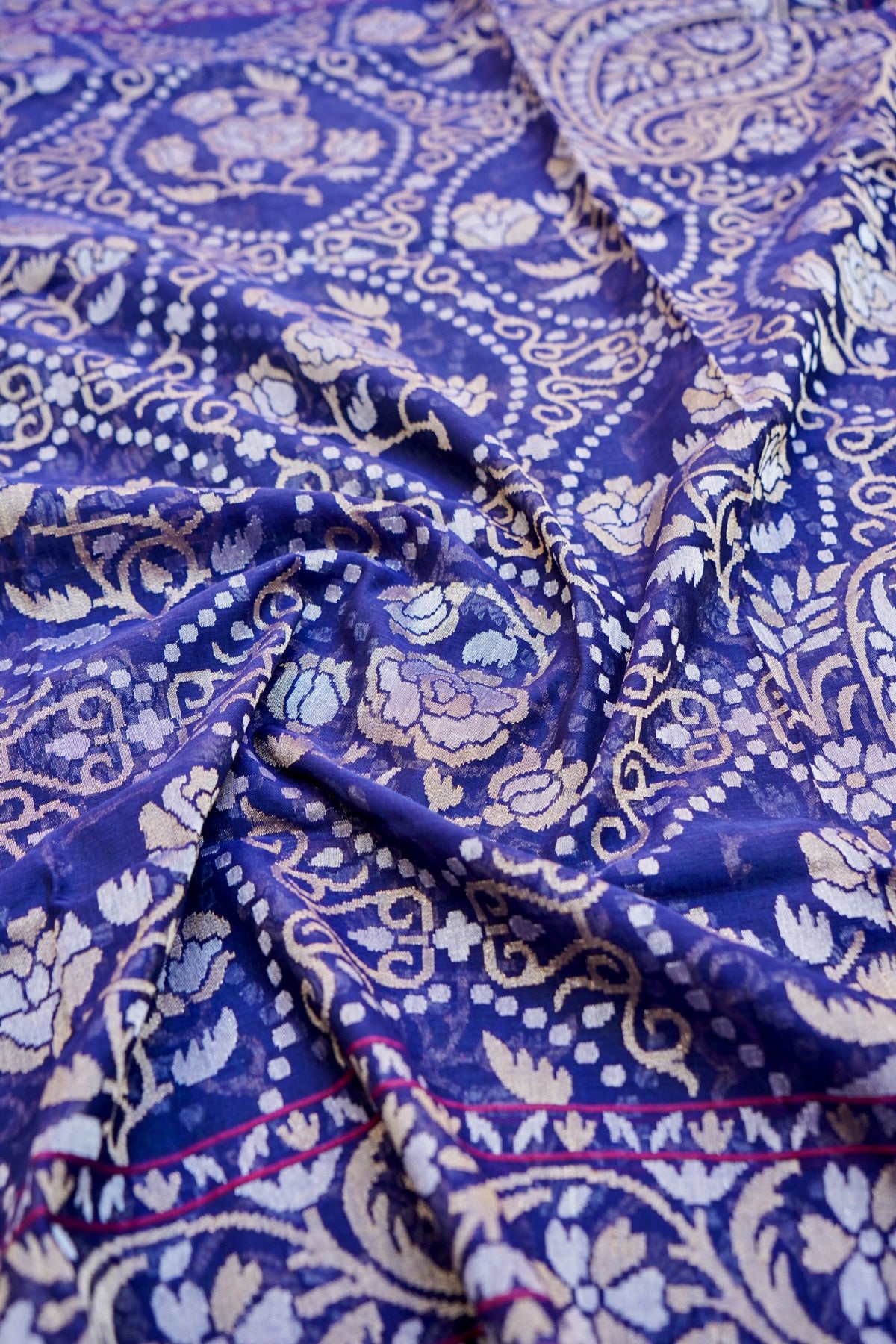 Pure Cotton Real Silver Zari Handloom Banarasi Dupatta - Khinkhwab