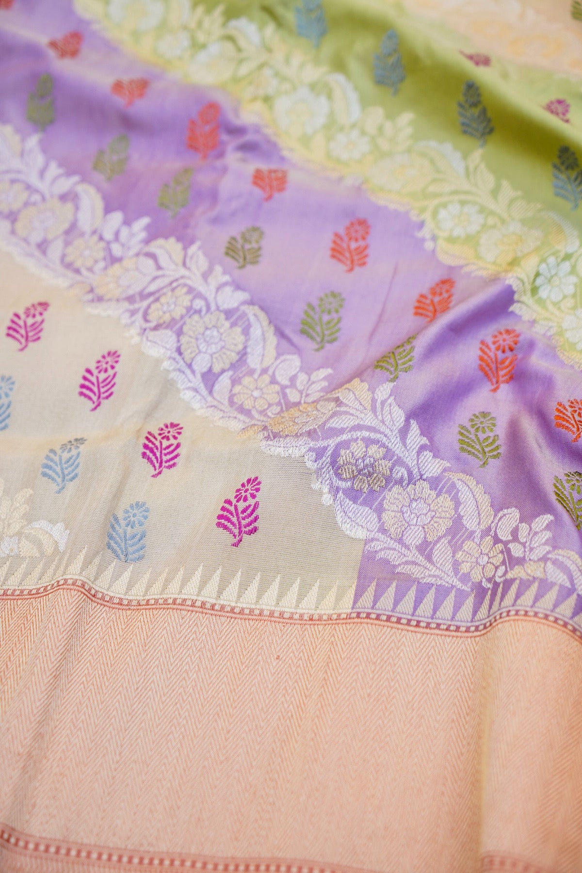 Handloom Banarasi Rangkat Katan Silk Pastel Dupatta - Khinkhwab