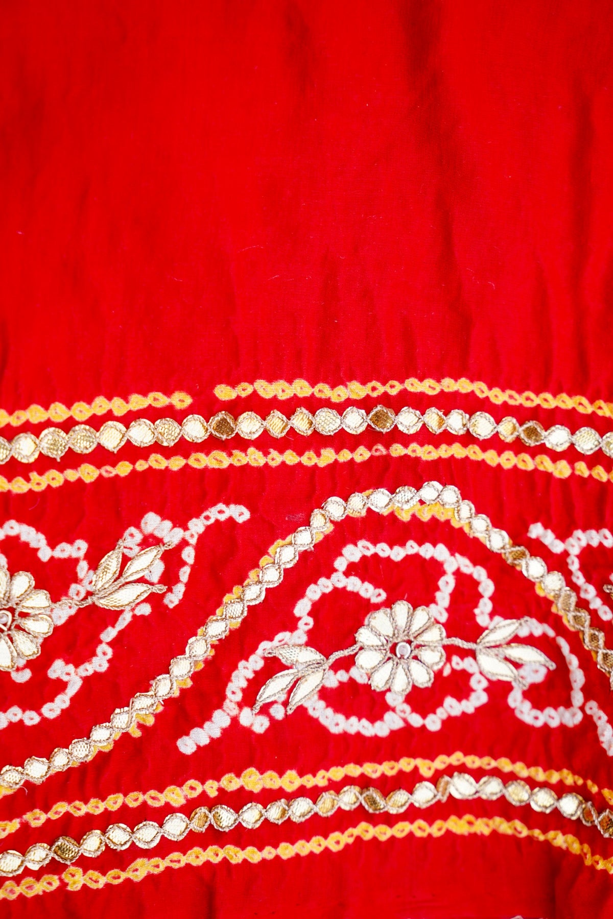 Gajji Silk Bandhani Handcrafted Gotta Patti Work Saree - Khinkhwab