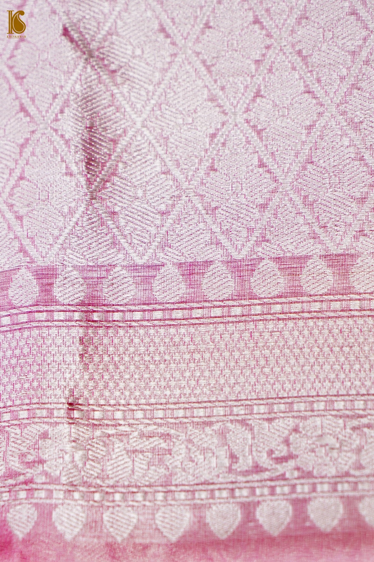 Pure Tissue Silk Alfi Buti Banarasi Saree in Silver Off White