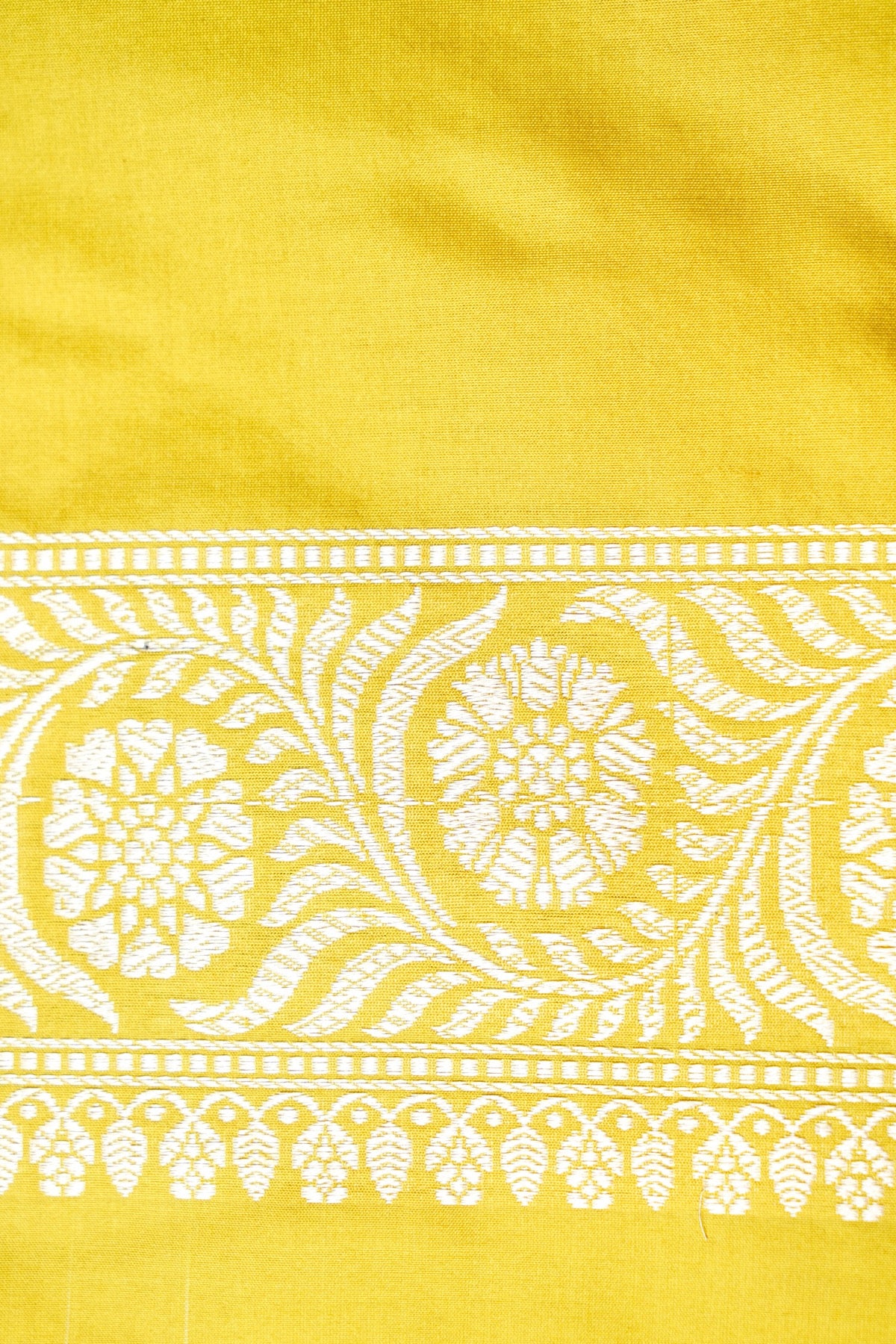 Pure Katan Silk Kadwa Guldaudi Bel Banarasi Saree in Marigold Yellow