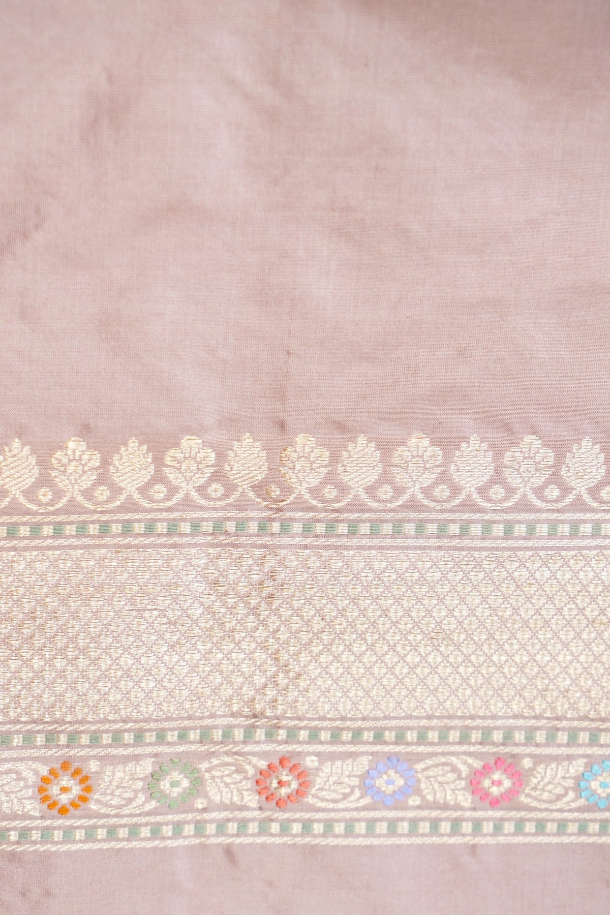 Pure Katan Silk Meenakari Floral Buti Banarasi Saree in Mauve Pink