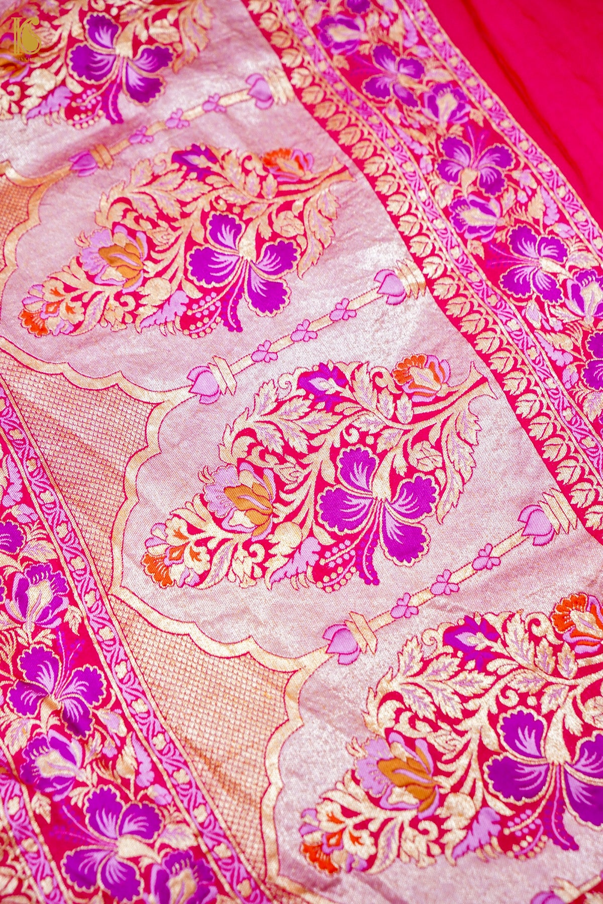 Banarasi Georgette Bandhani Dahlia Dupatta in Hot Pink