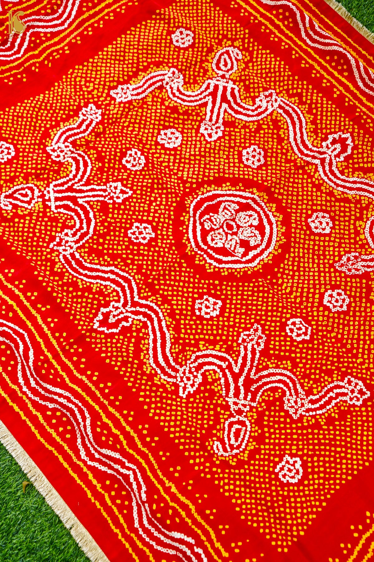 Handwoven Bandhani Gajji Silk Dupatta in Sindoor Red
