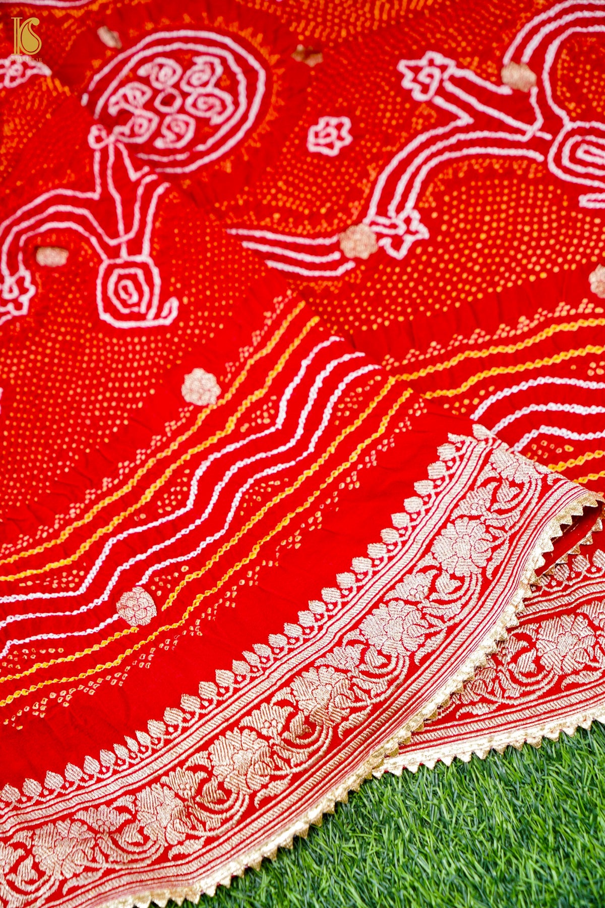 Banarasi Georgette Bandhani Dupatta in Kumkum Red