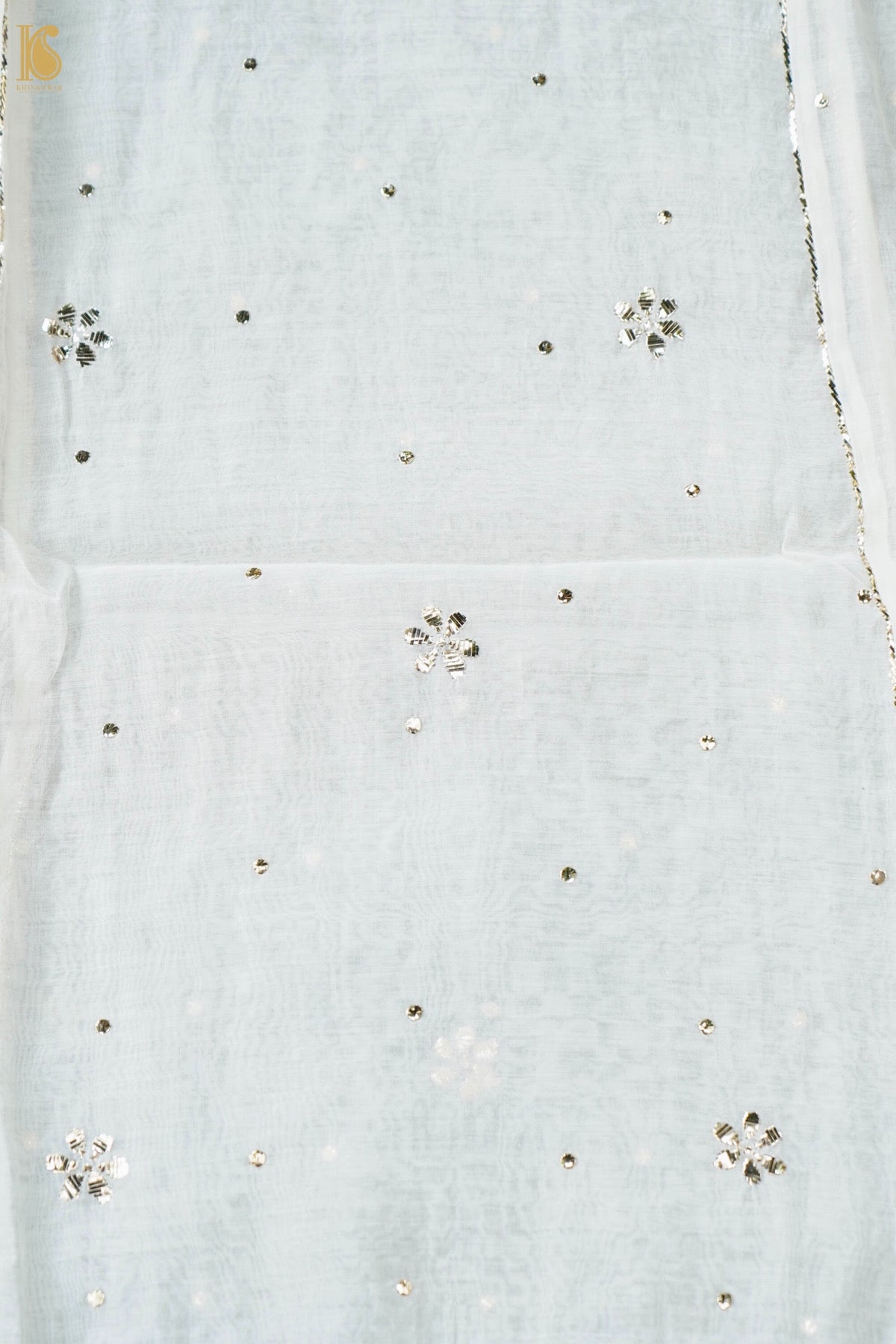Mukaish Mul Chanderi Kurta with Dupatta in White