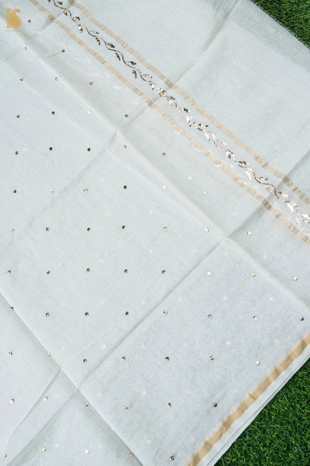 Mukaish Mul Chanderi Kurta with Dupatta in White