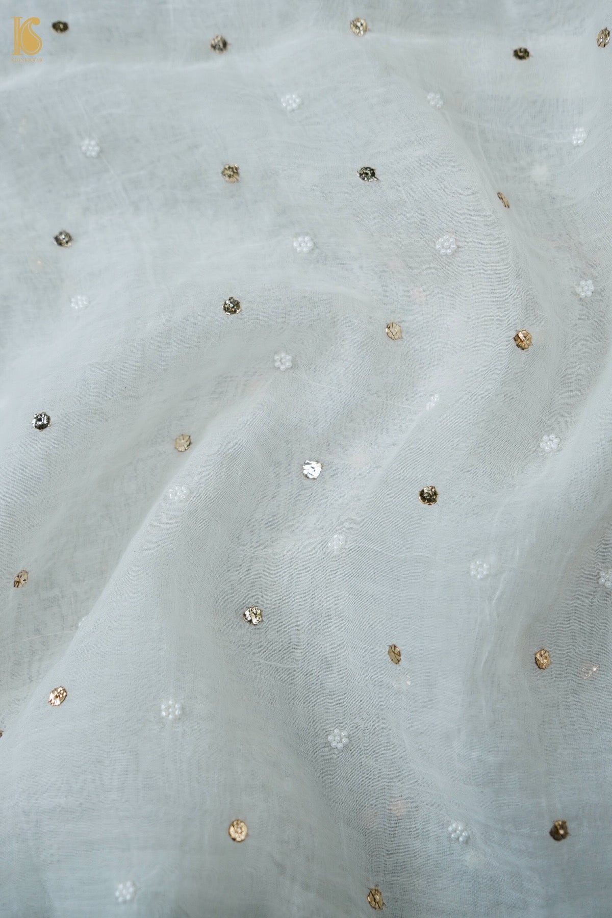 Hand Embroidered Mul Chanderi Kurta with Dupatta n White