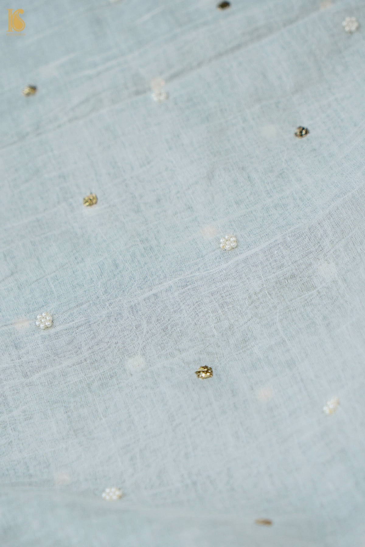 Hand Embroidered Mul Chanderi Kurta with Dupatta n White