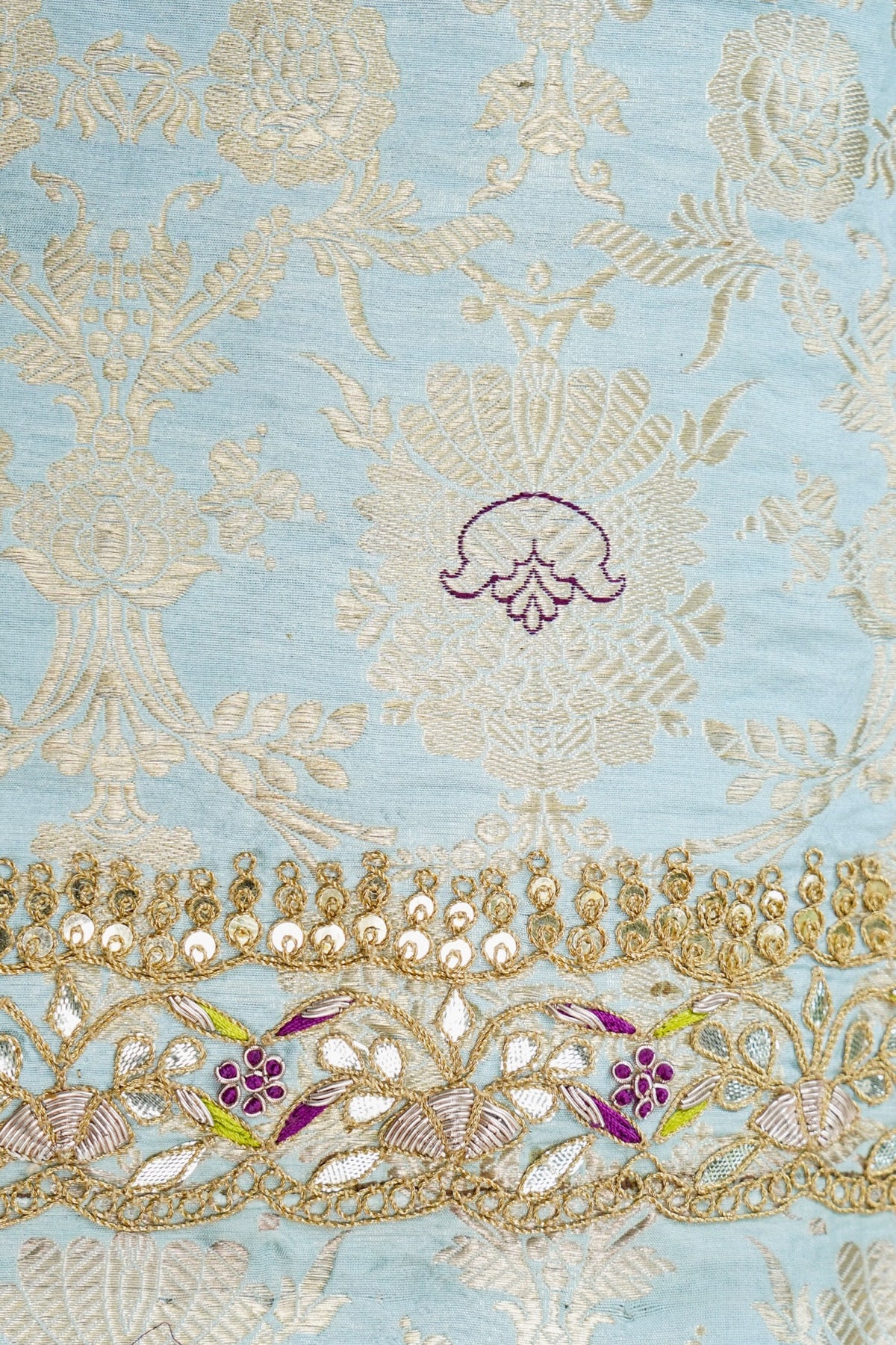 Handloom Banarasi Mehraab Kurta Fabric with Hand Embriodery