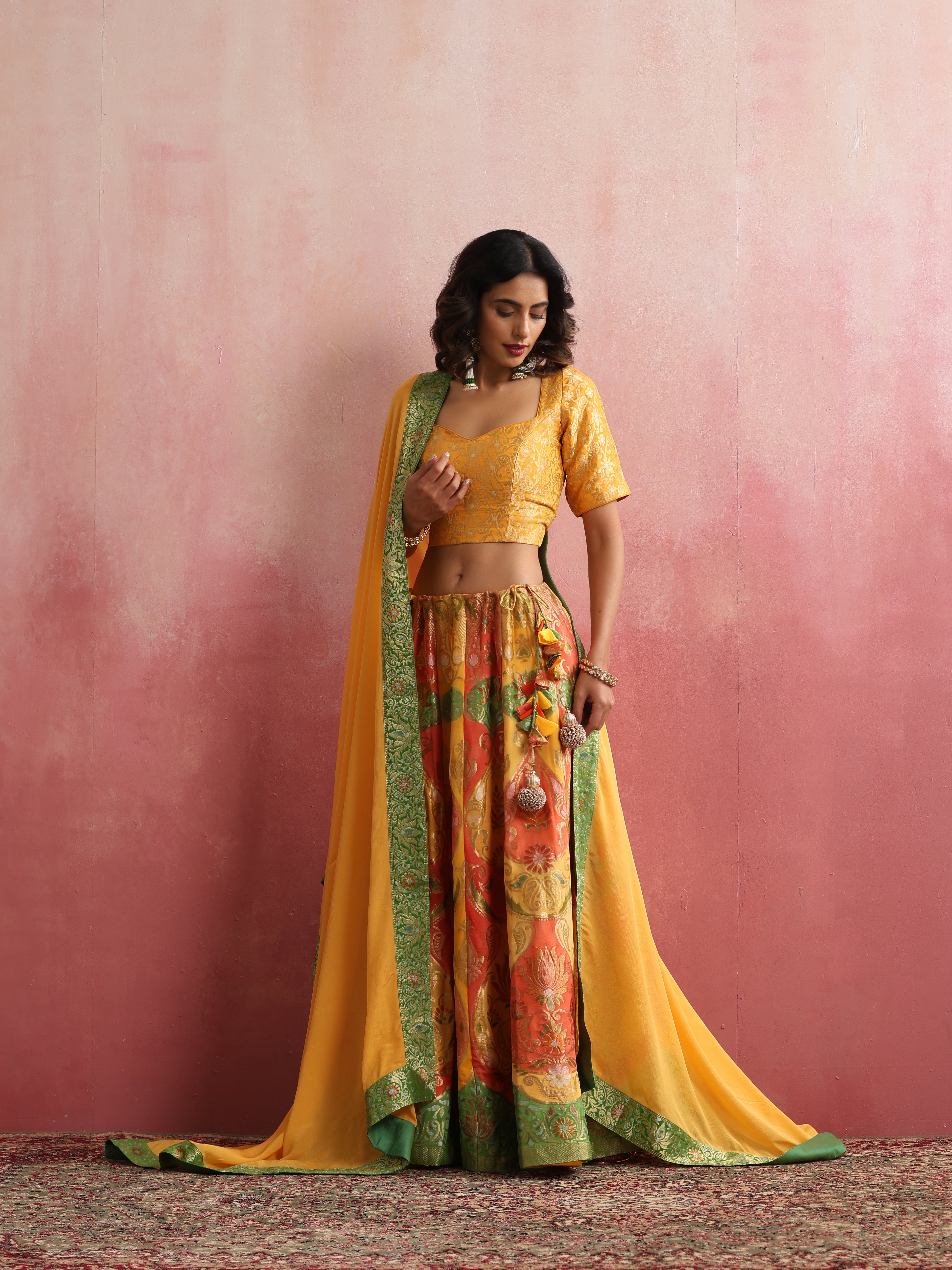 Banarasi Georgette Kalidar Stitched Lehenga Set