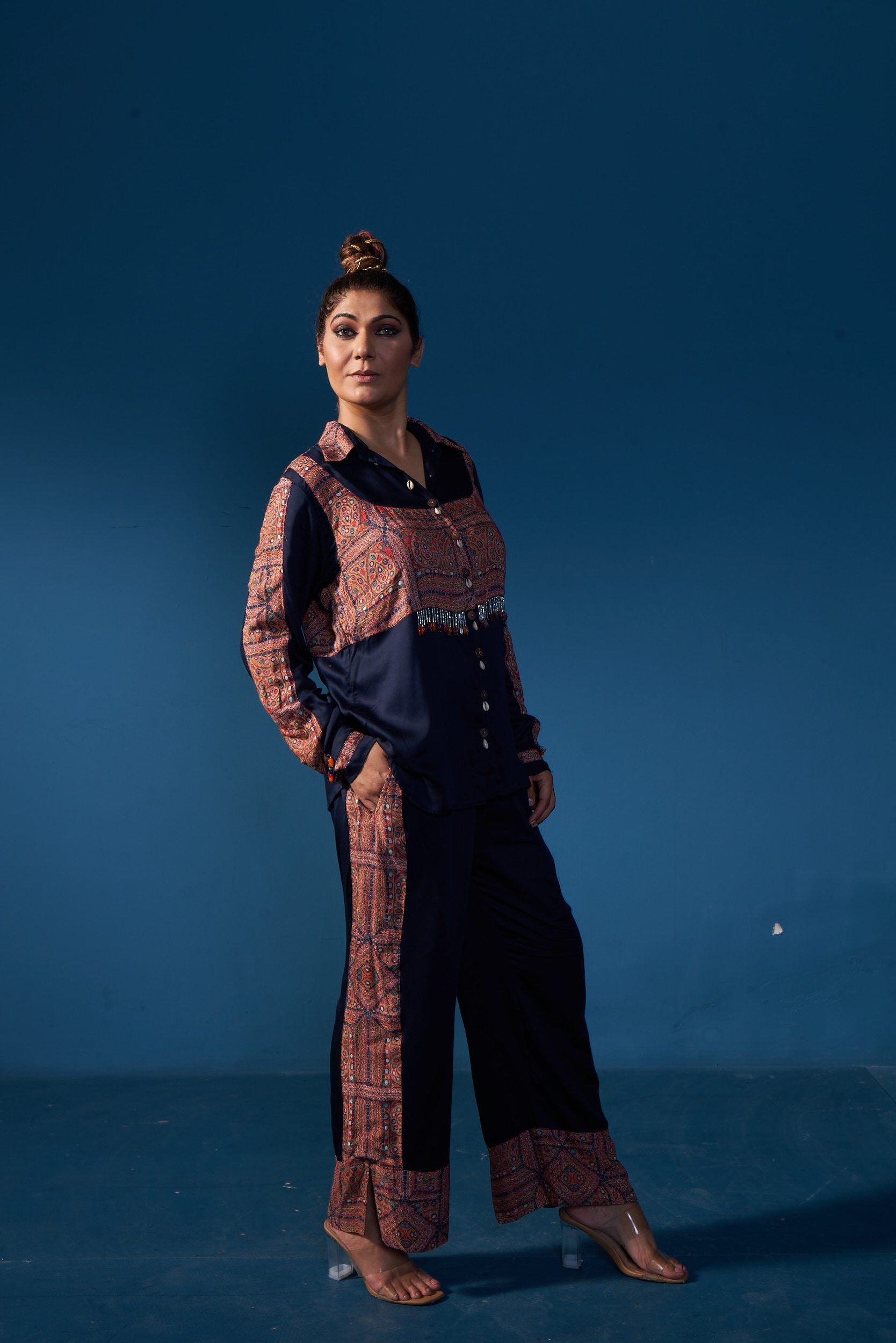 Glazed Cotton Modal Silk Stitched Coord Set