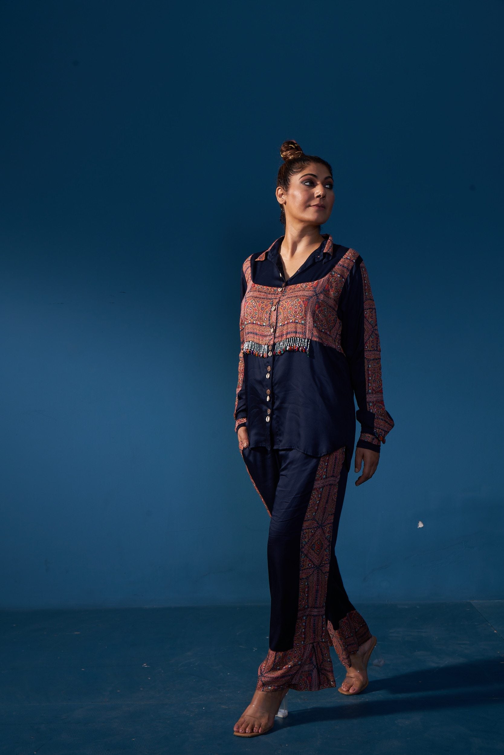 Glazed Cotton Modal Silk Stitched Coord Set