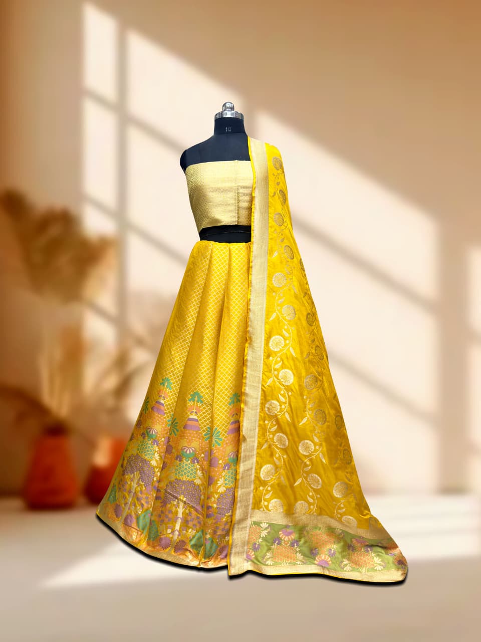 Handloom Banarasi Katan Silk Kalidar Afra Lehenga