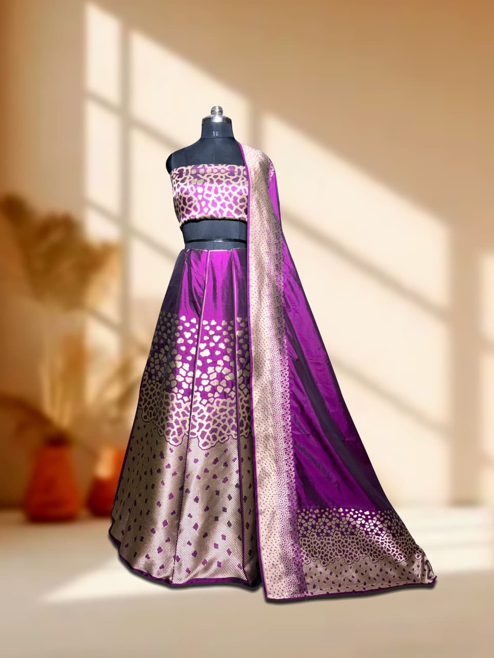 Handloom Banarasi Katan Silk Kalidar Nyra Lehenga with Dupatta