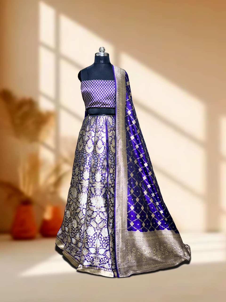 Handloom Banarasi Katan Silk Kalidar Lehenga