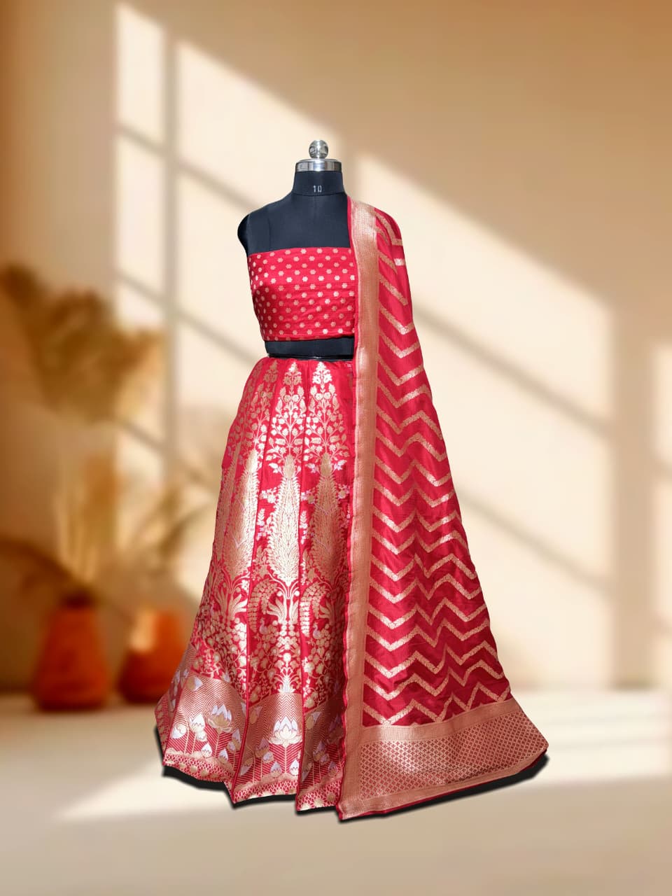 Handloom Banarasi Katan Silk Kalidar Mrinala Lehenga with Dupatta