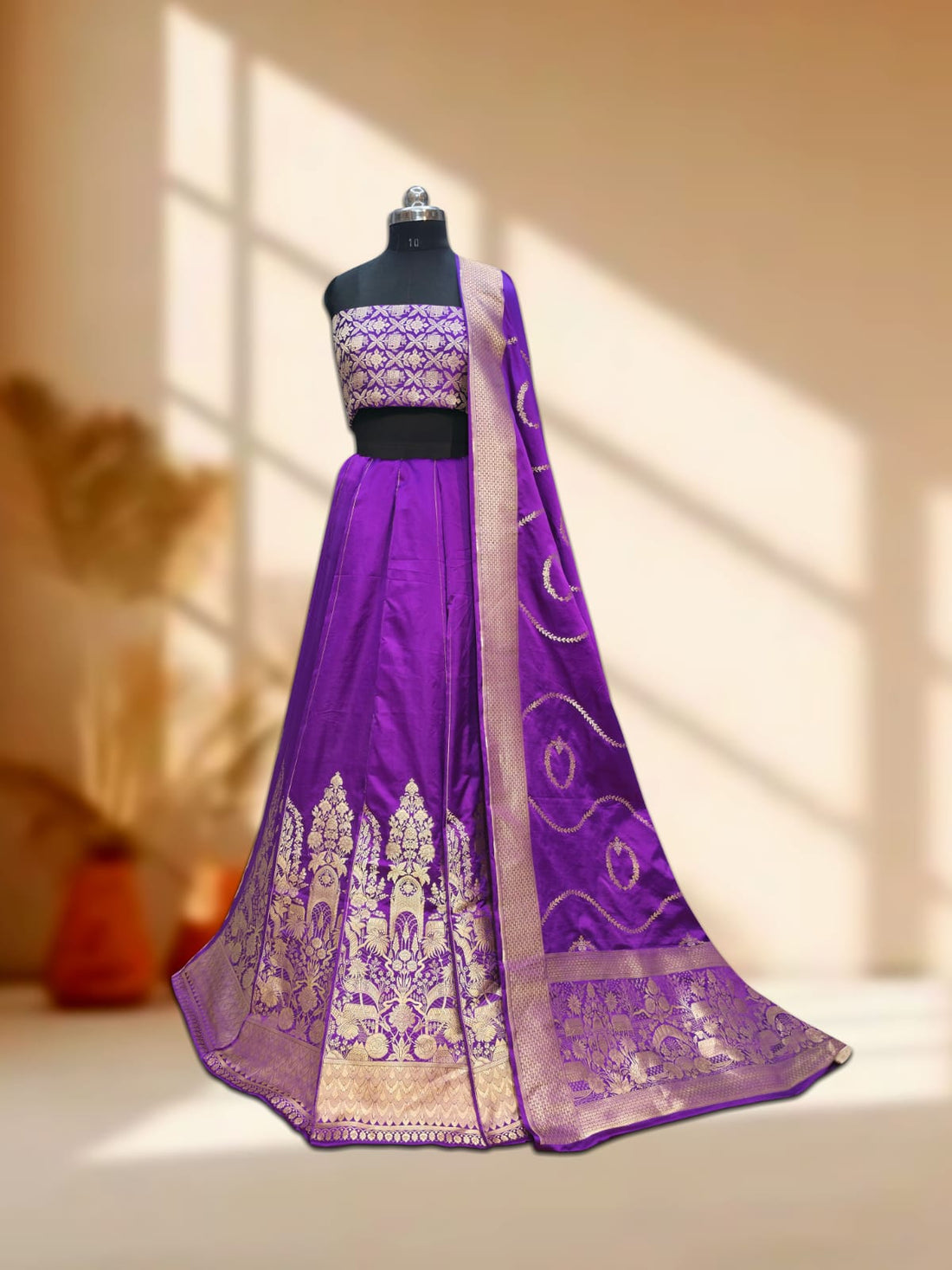 Handloom Banarasi Katan Silk Kalidar Lehenga