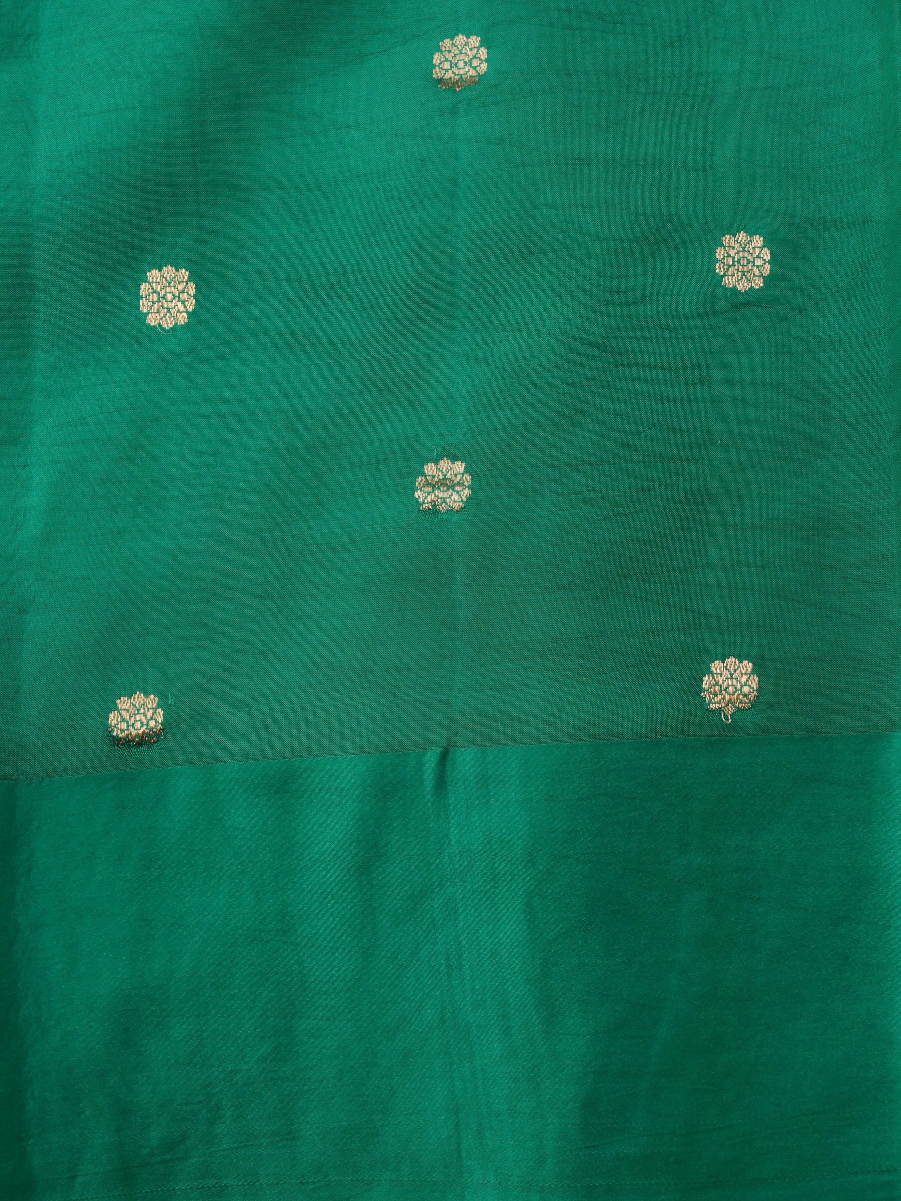 Handloom Banarasi Pure Katan Silk Gold Kadwa Saree with Nandi & Calf - Khinkhwab
