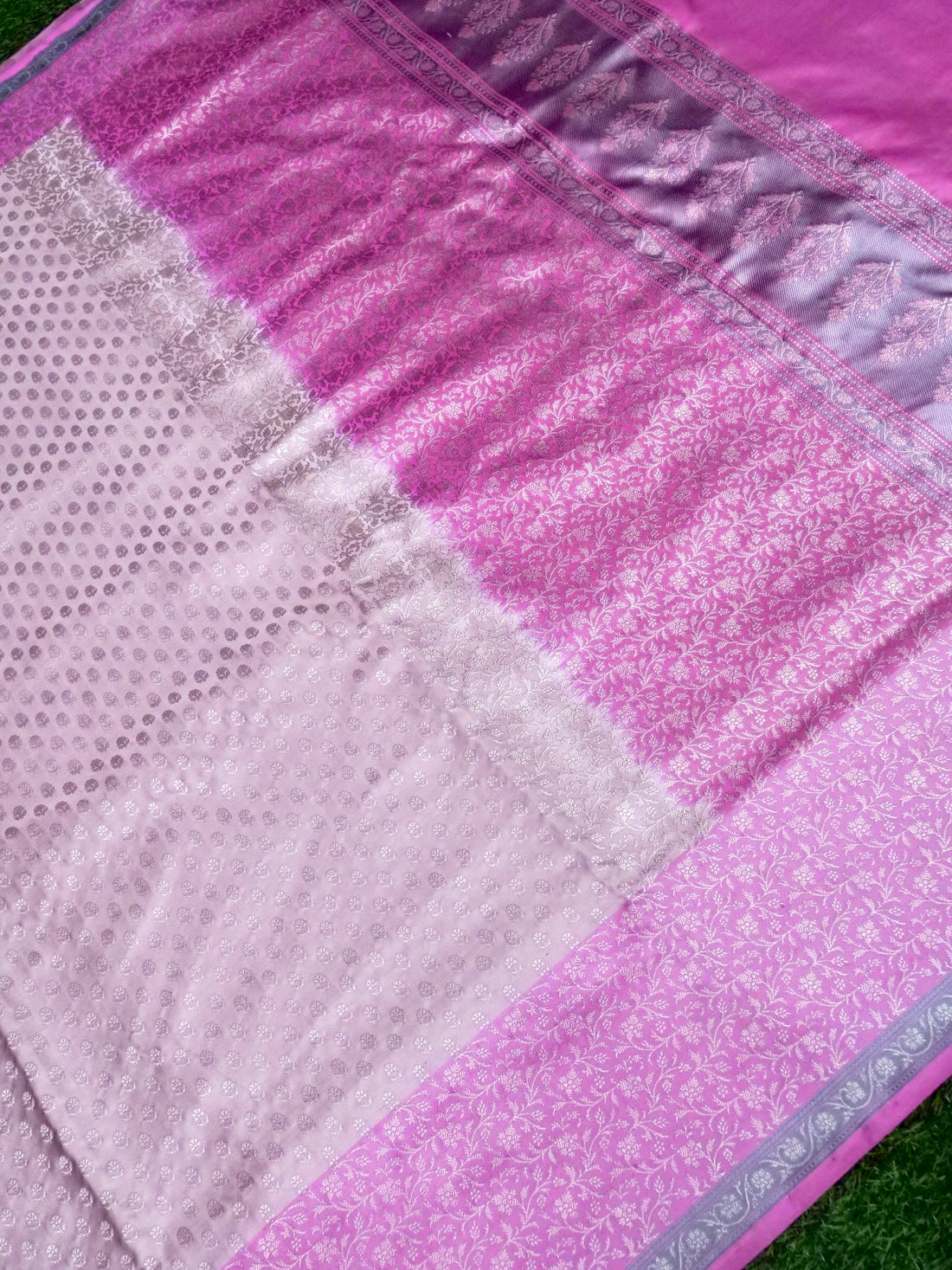 Banarasi Katan Silk Jangla Handwoven Saree in Pink - Khinkhwab