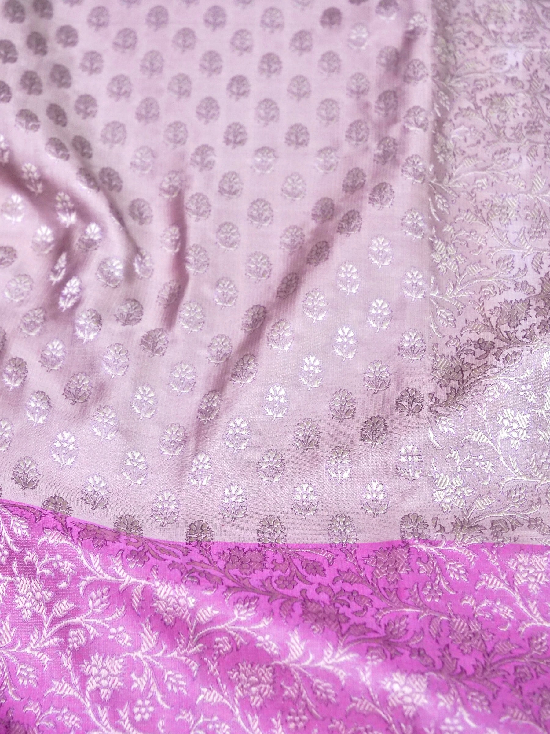 Banarasi Katan Silk Jangla Handwoven Saree in Pink - Khinkhwab