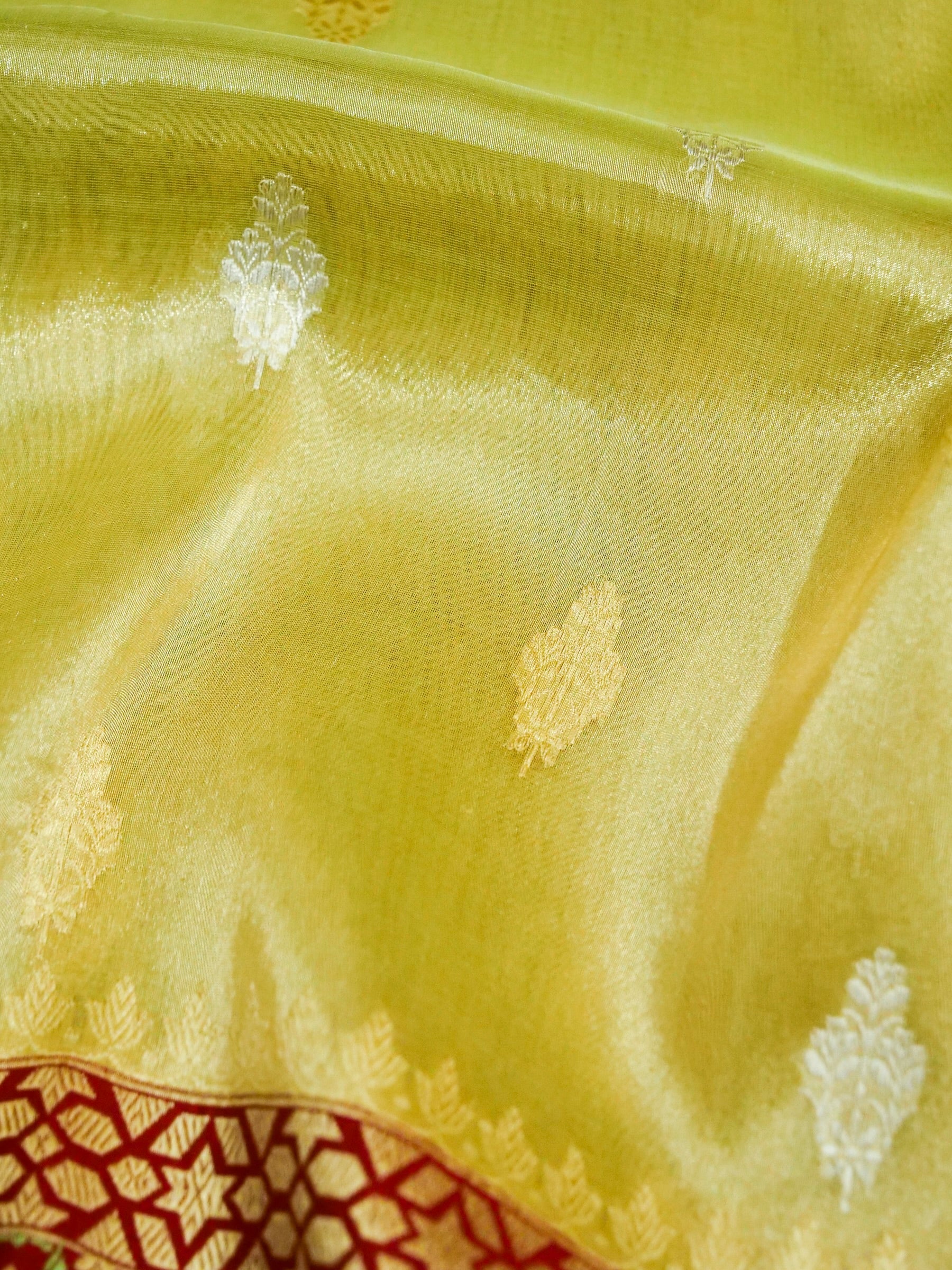 Handloom Banarasi Pure Silk Tissue Kadwa Saree with Katan Border - Khinkhwab