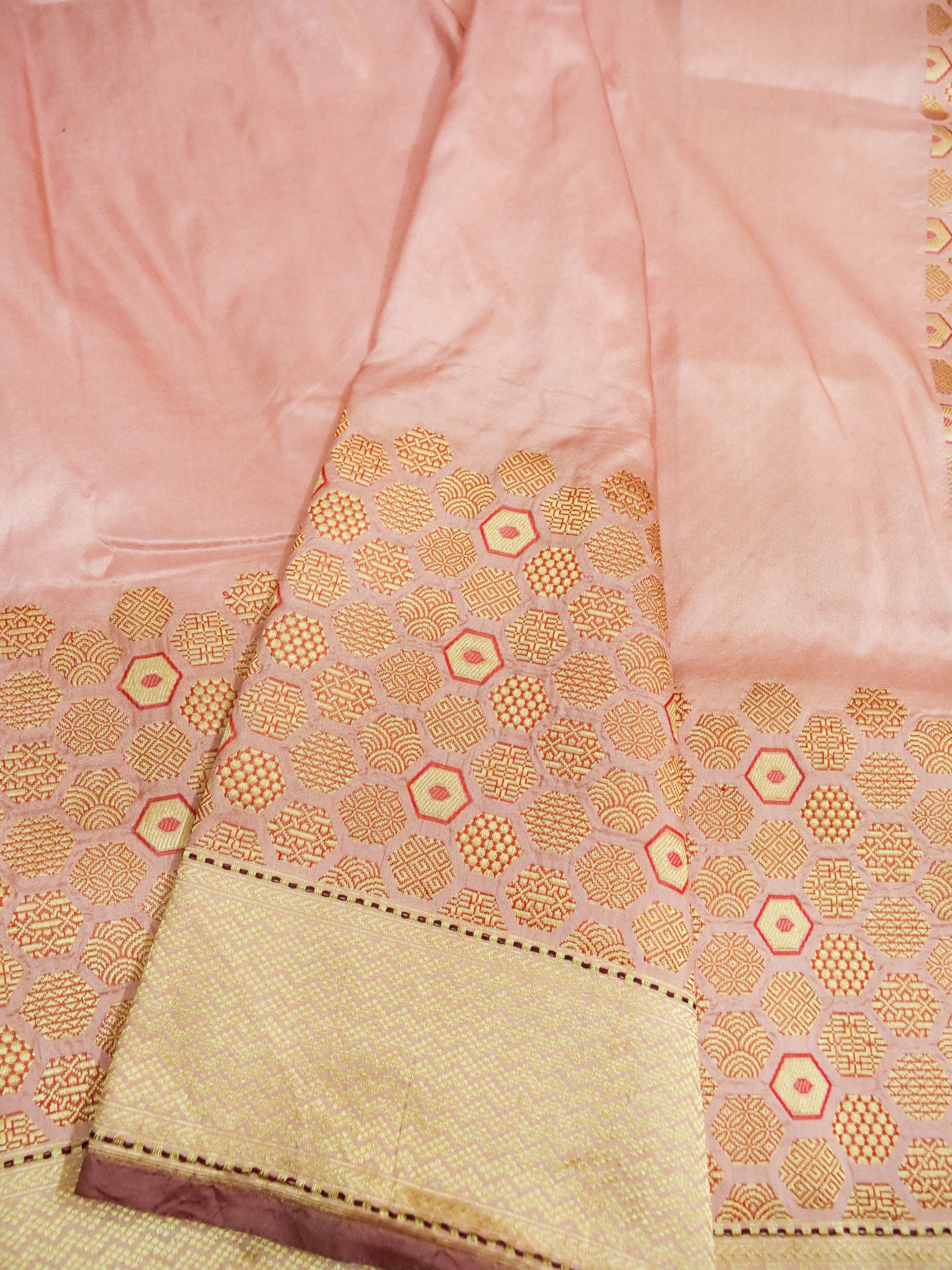 Banarasi Katan Silk Kadwa Skirt Border Handloom Saree | Blush Pink - Khinkhwab