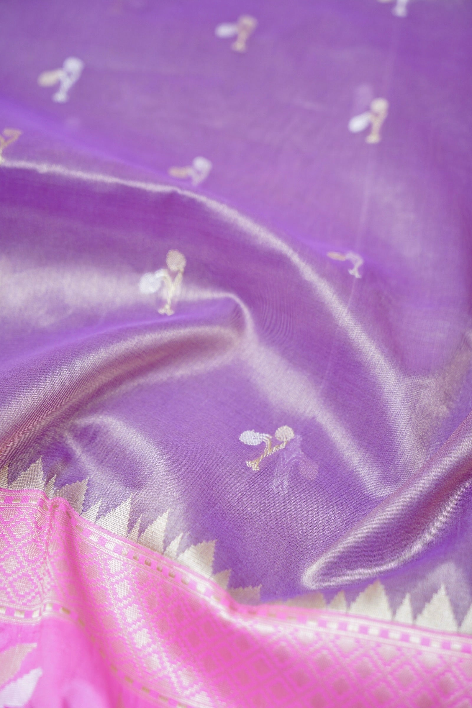 Banarasi Kora Silk Kadwa Botldar Kadyal Handloom Saree | Purple - Khinkhwab