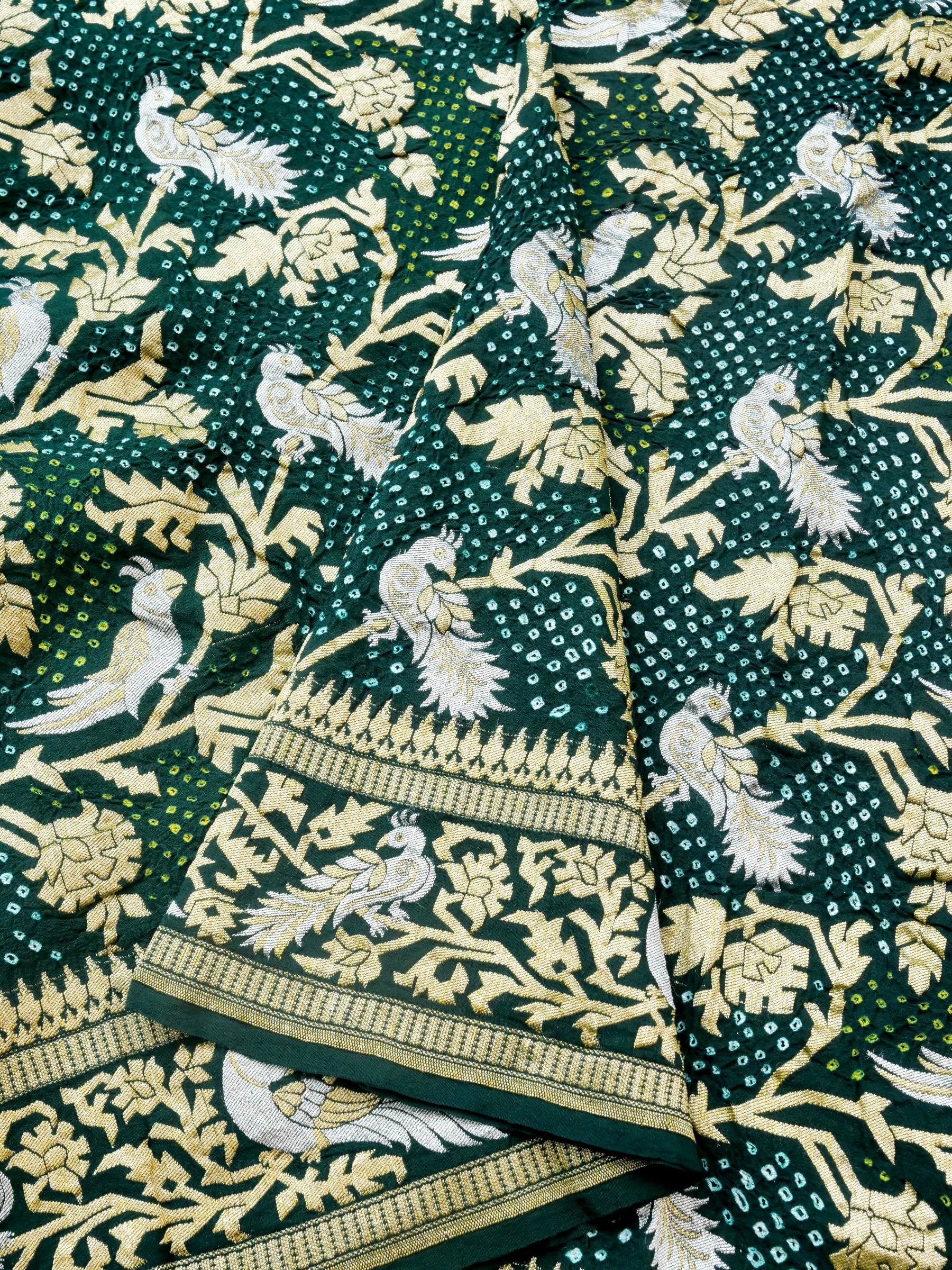 Banarasi Georgette Bandhani Birds Dupatta - Khinkhwab