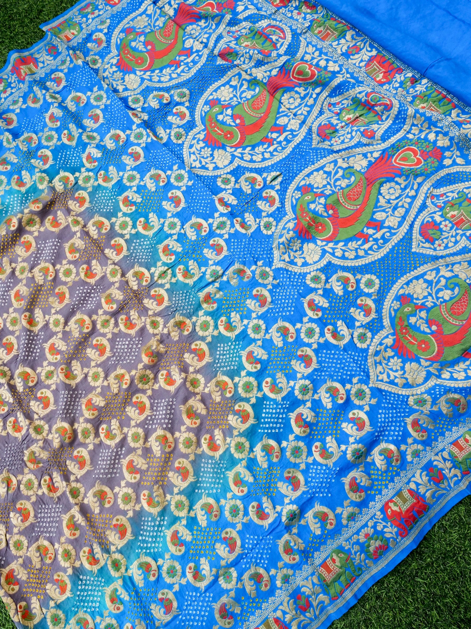 Banarasi Georgette Bandhani Birds Dupatta - Khinkhwab