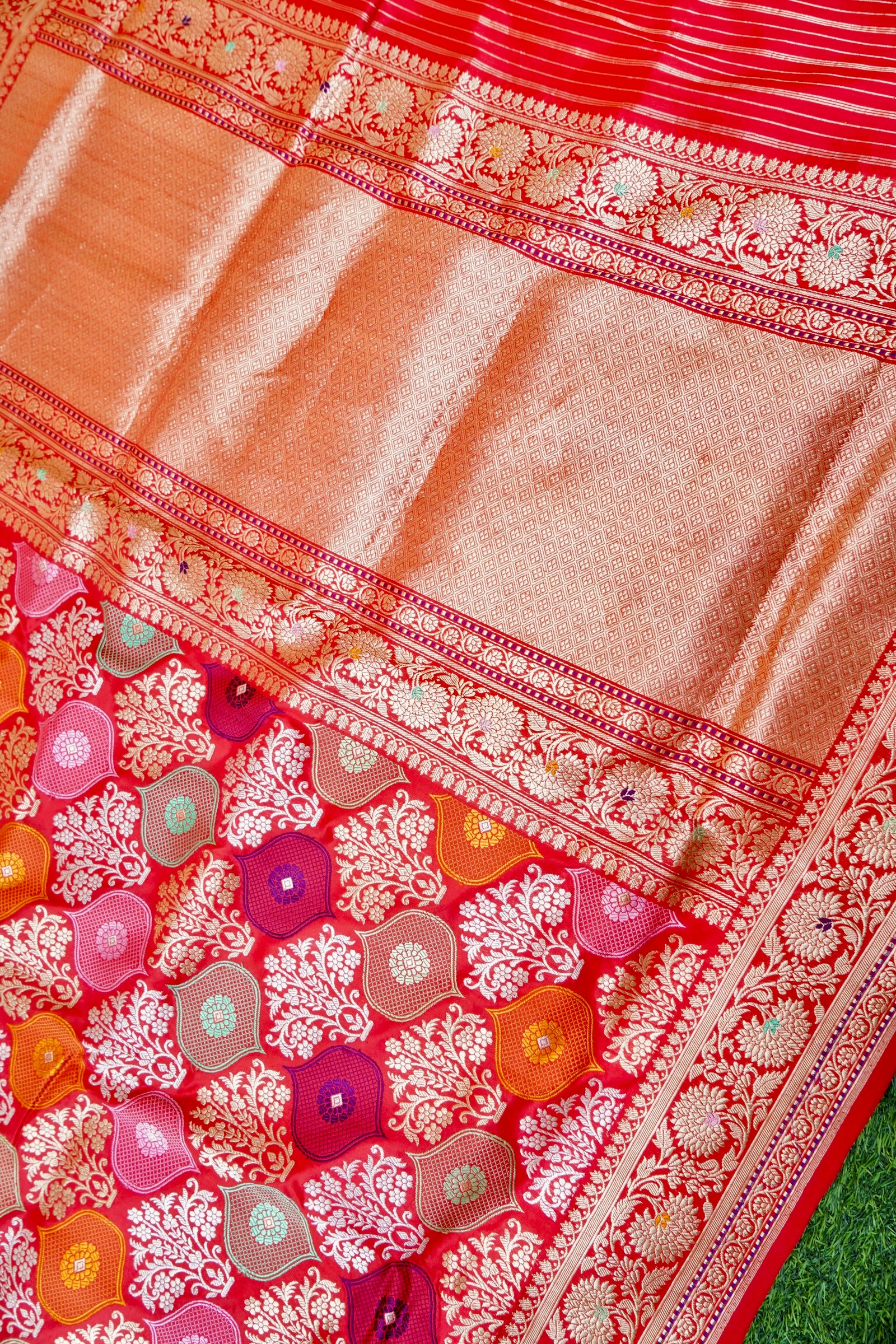 Banarasi Katan Silk Kadwa Meenakari Handloom Saree | Red