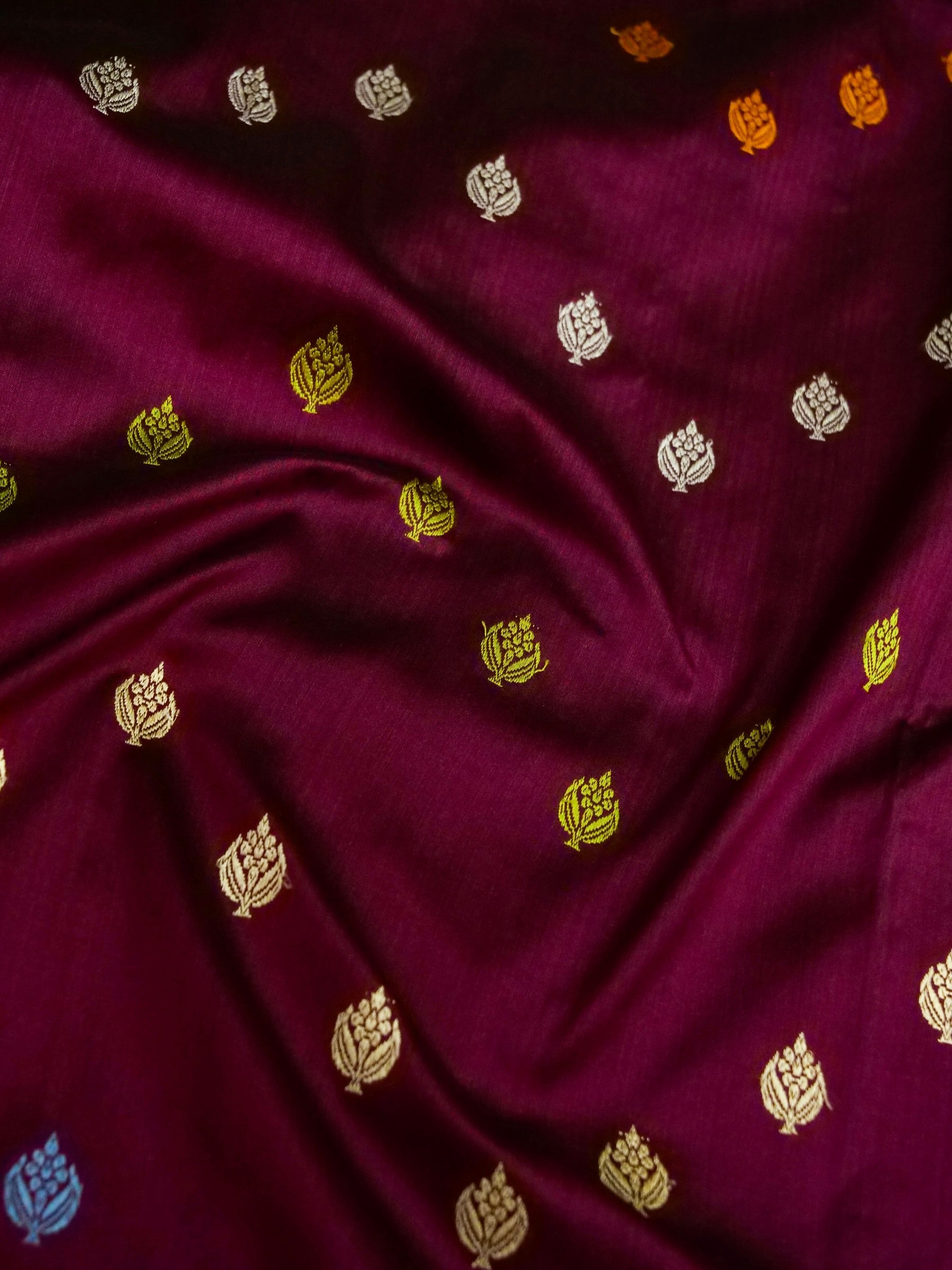 Banarasi Katan Silk Meenakari Border Handloom Saree | Wine - Khinkhwab