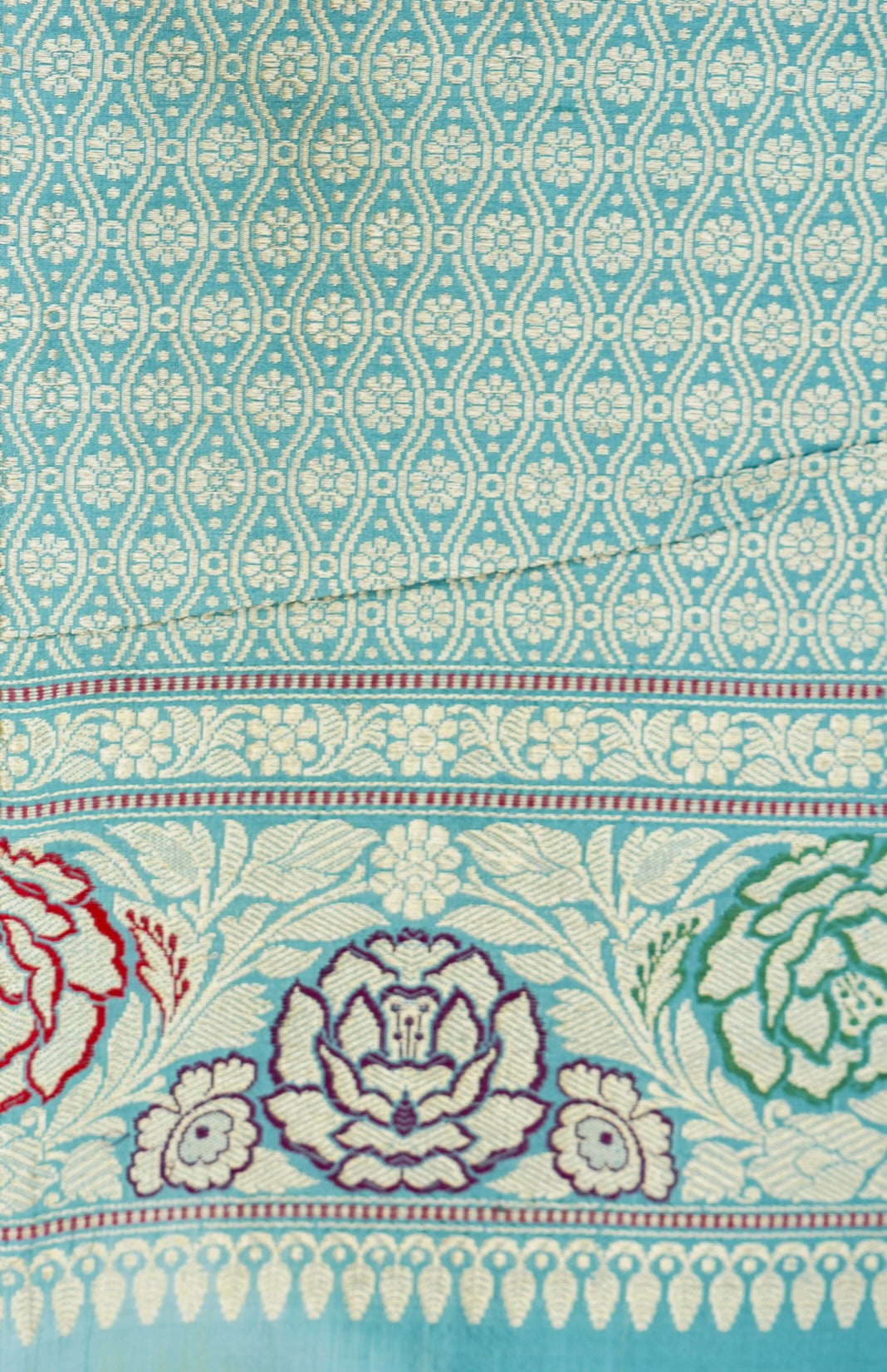 Banarasi Katan Silk Kadwa Handloom Saree in Sky Blue - Khinkhwab