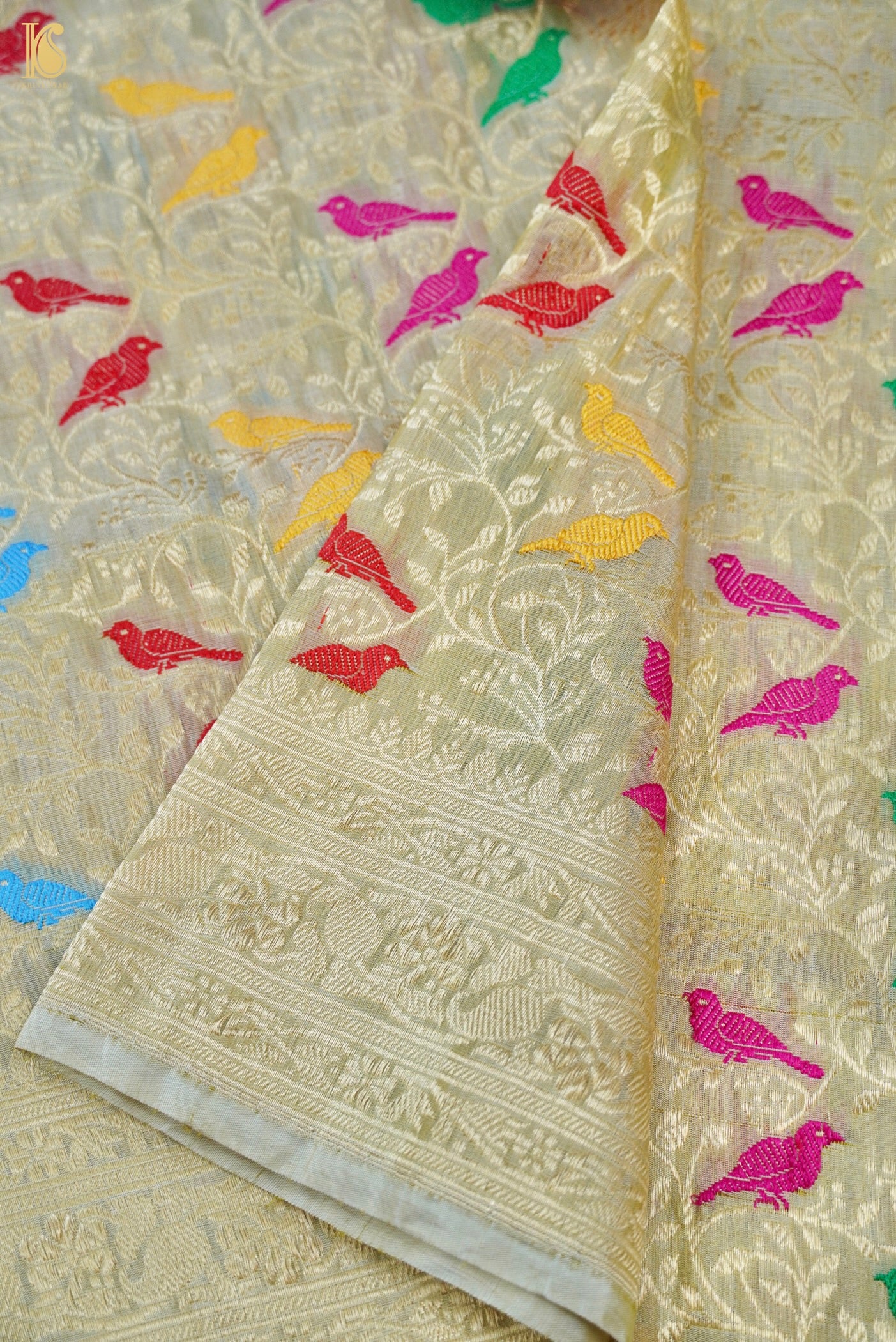 Handloom Banarasi Katan Silk Chidiya Dupatta