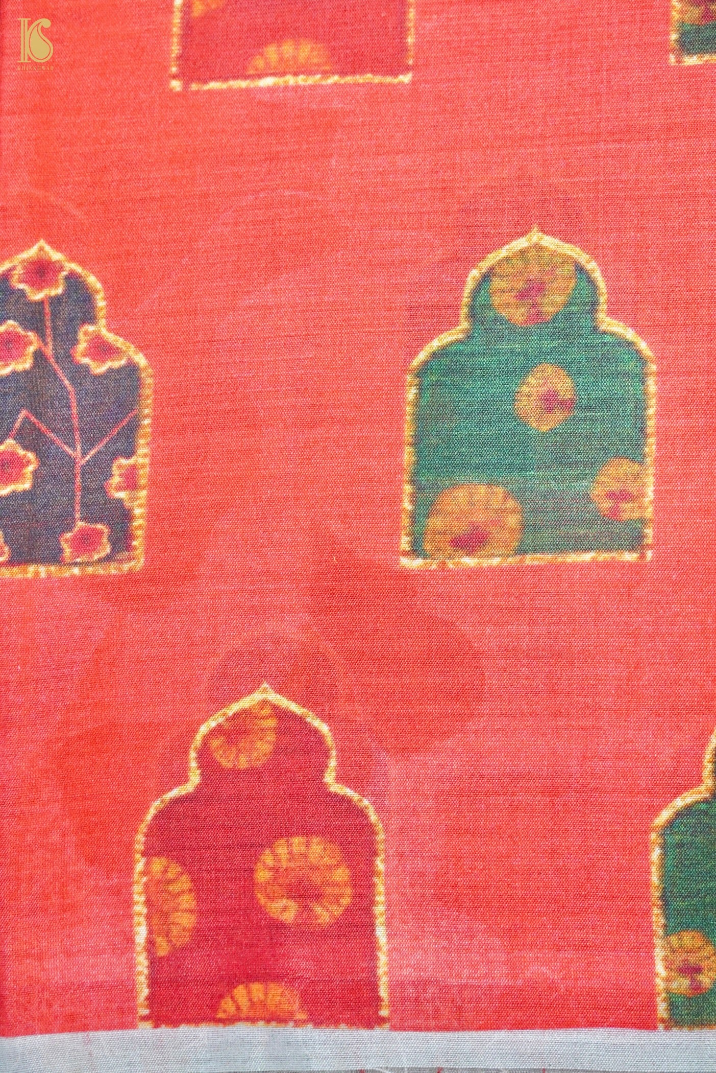 Organza Silk Print Multicolor Saree