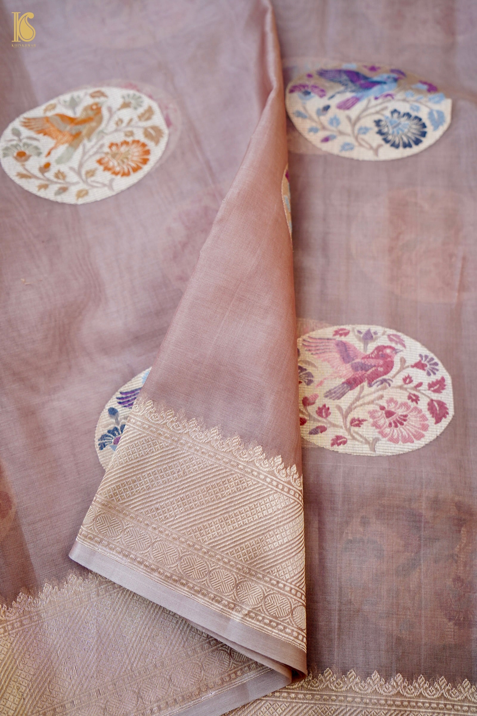 Handloom Banarasi Kora Silk Kadwa Meenakari Saree