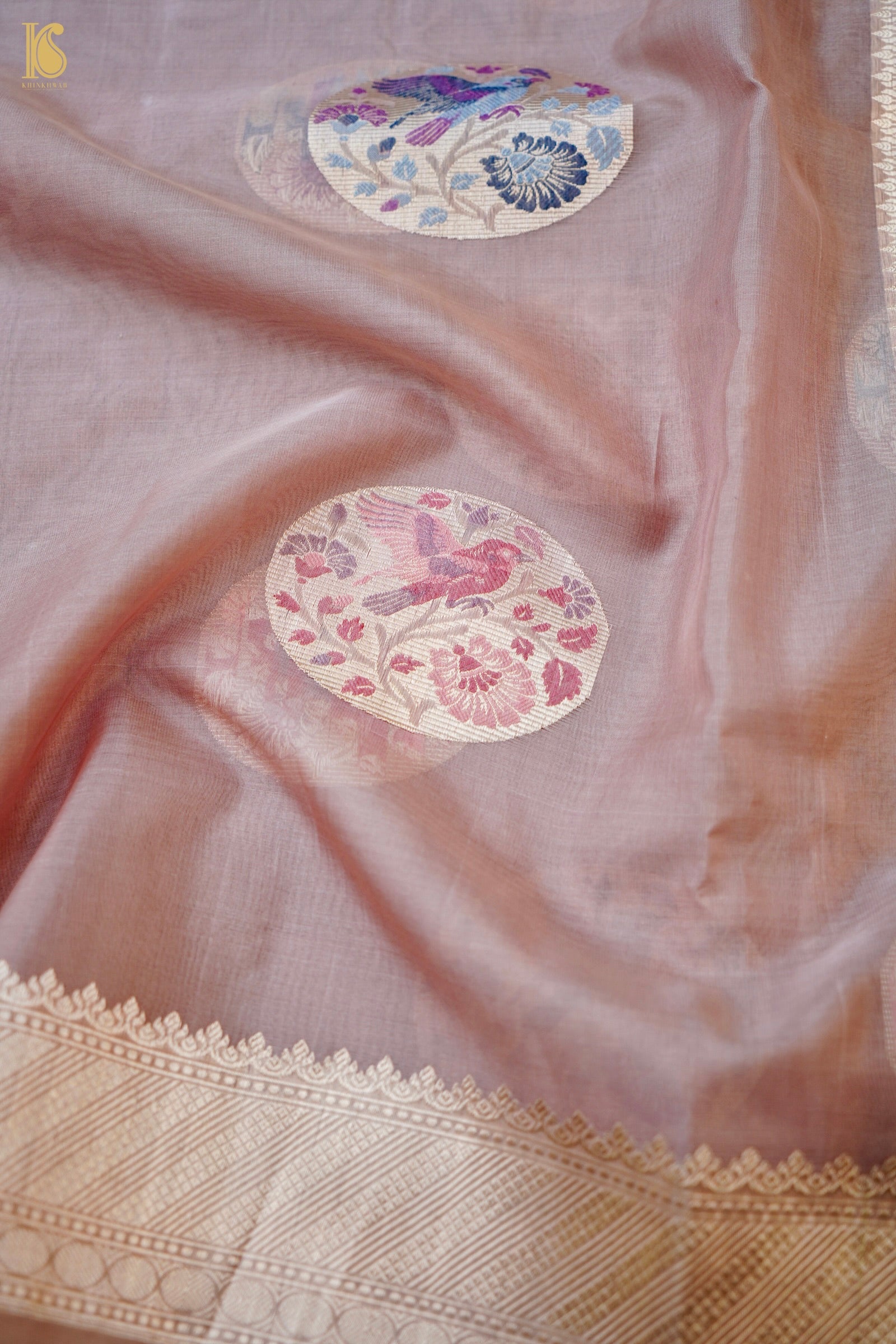 Handloom Banarasi Kora Silk Kadwa Meenakari Saree